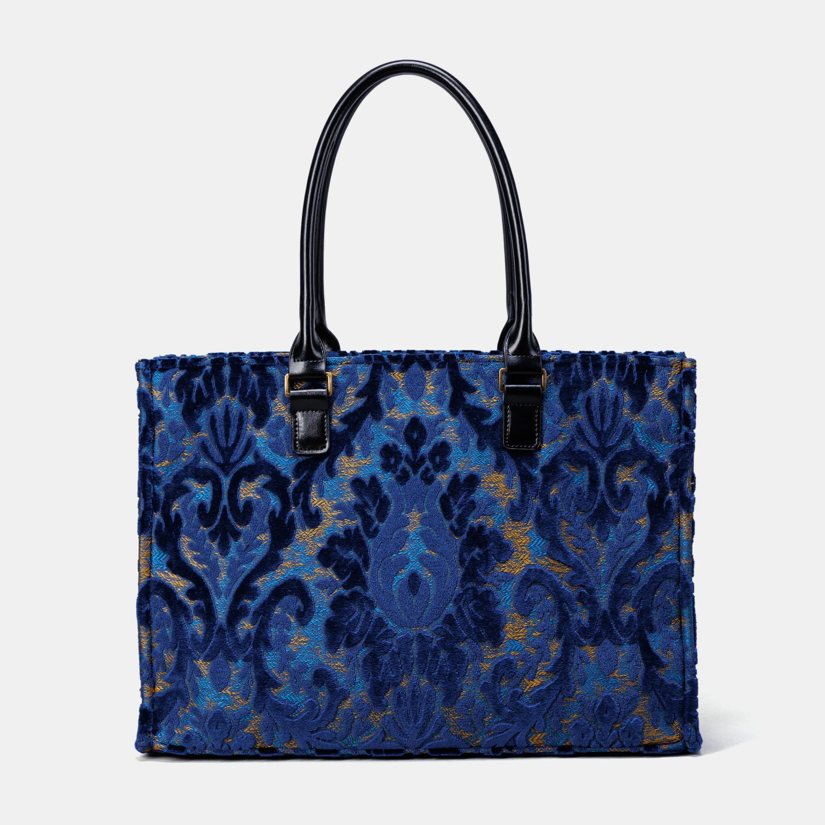 Burnout Velvet Navy Laptop Work Tote  of America main