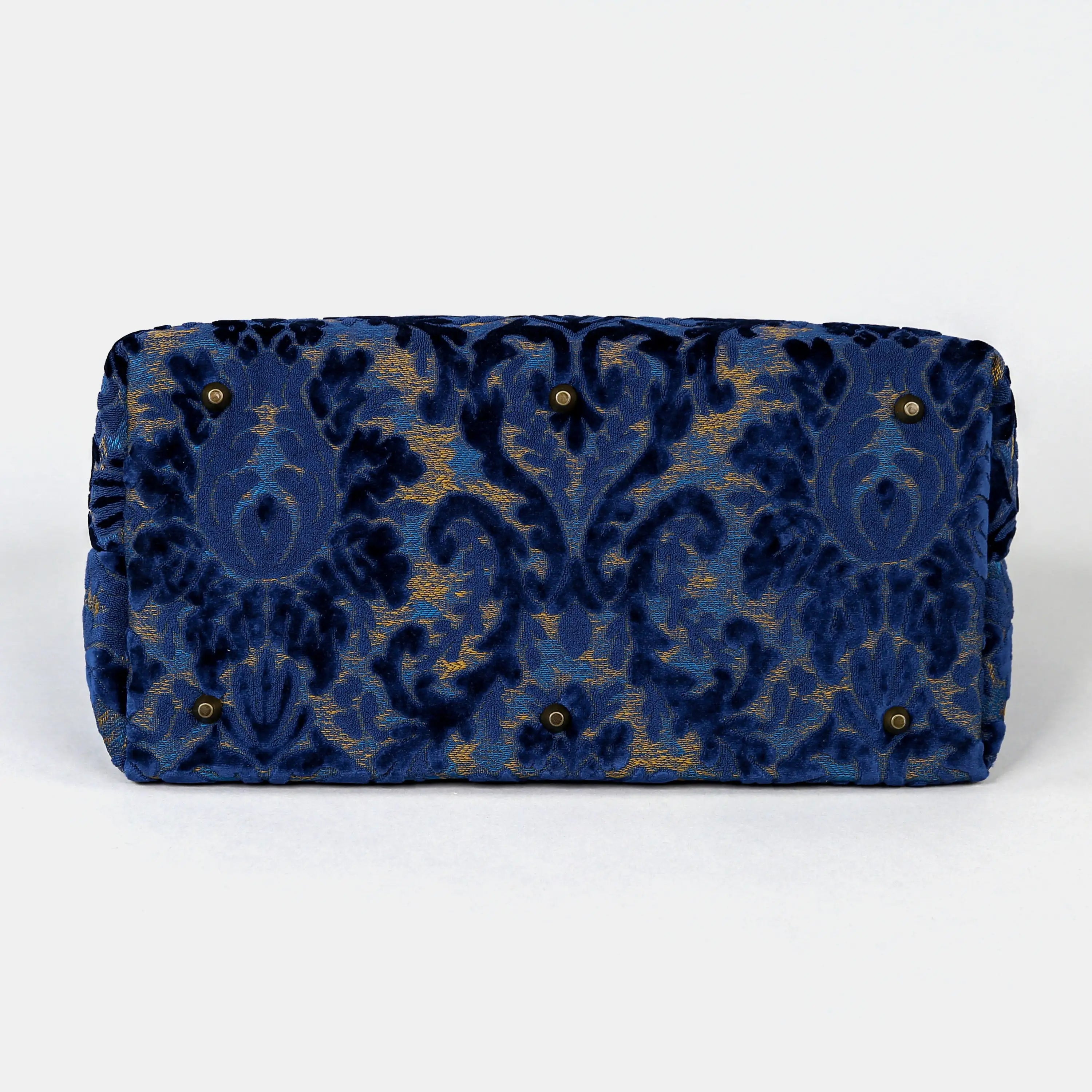 Burnout Velvet Navy Mary Poppins Weekender Carpetbag of America bottom