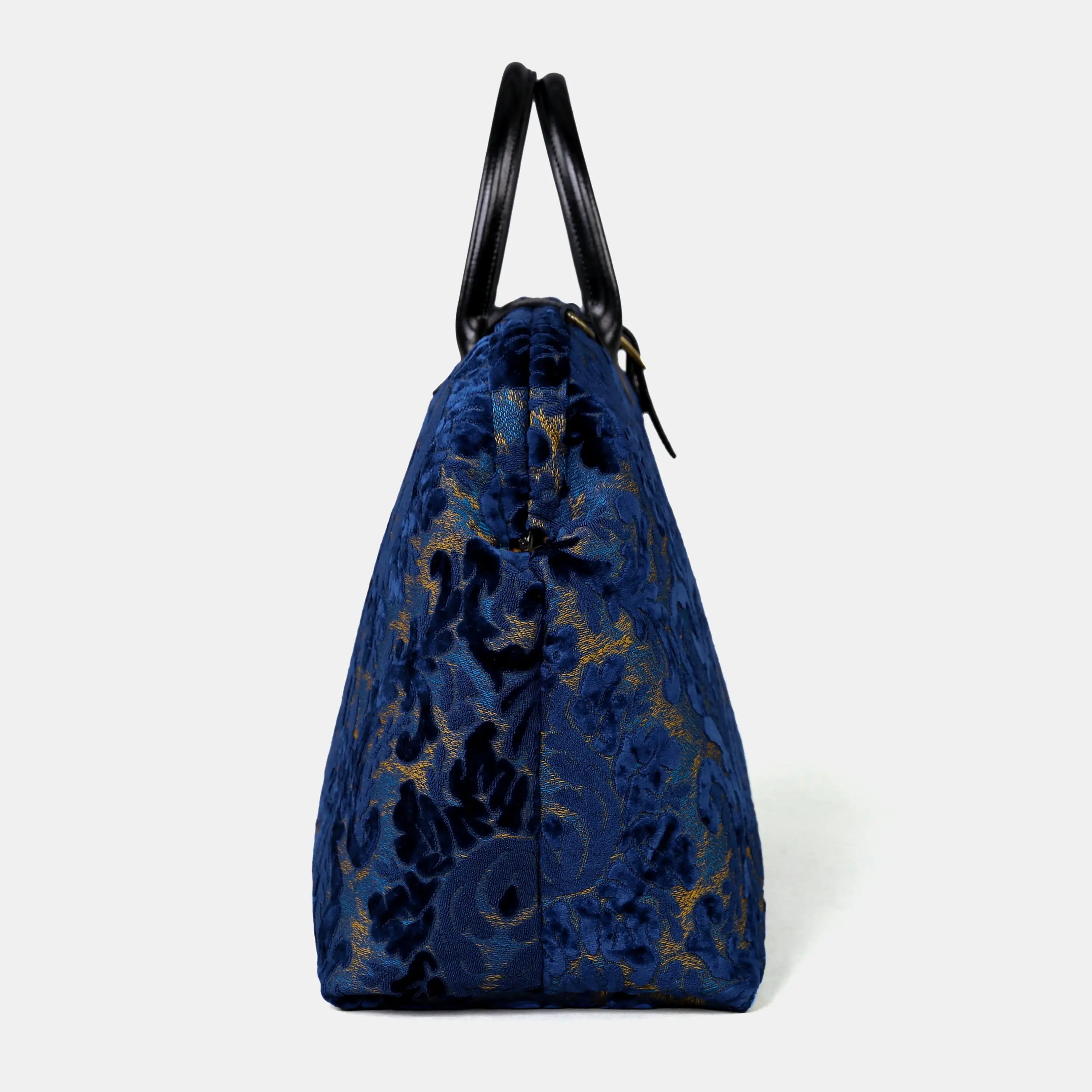 Burnout Velvet Navy Mary Poppins Weekender Carpetbag of America side