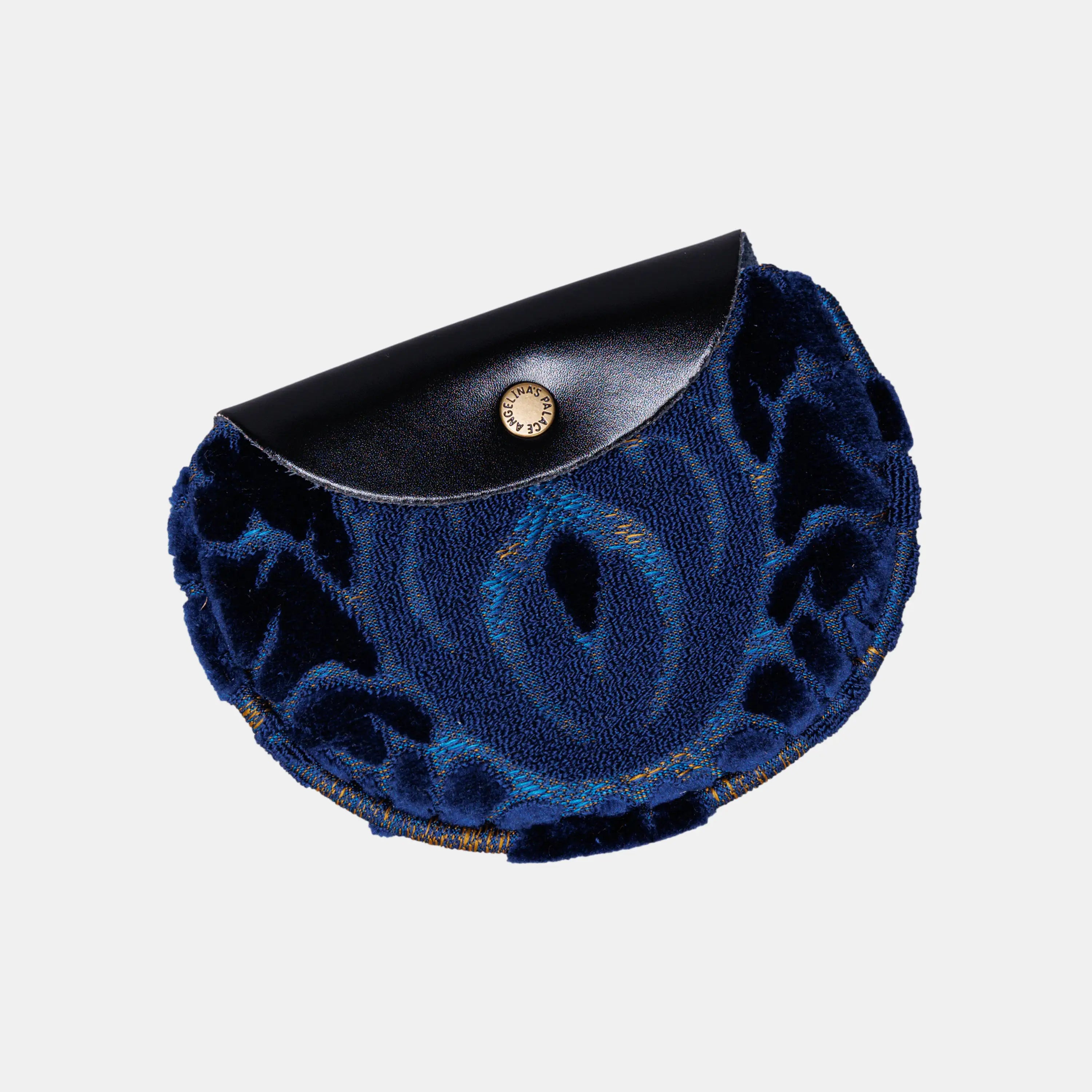 Burnout Velvet Navy Flap Coin Purse  of America Lying down-3