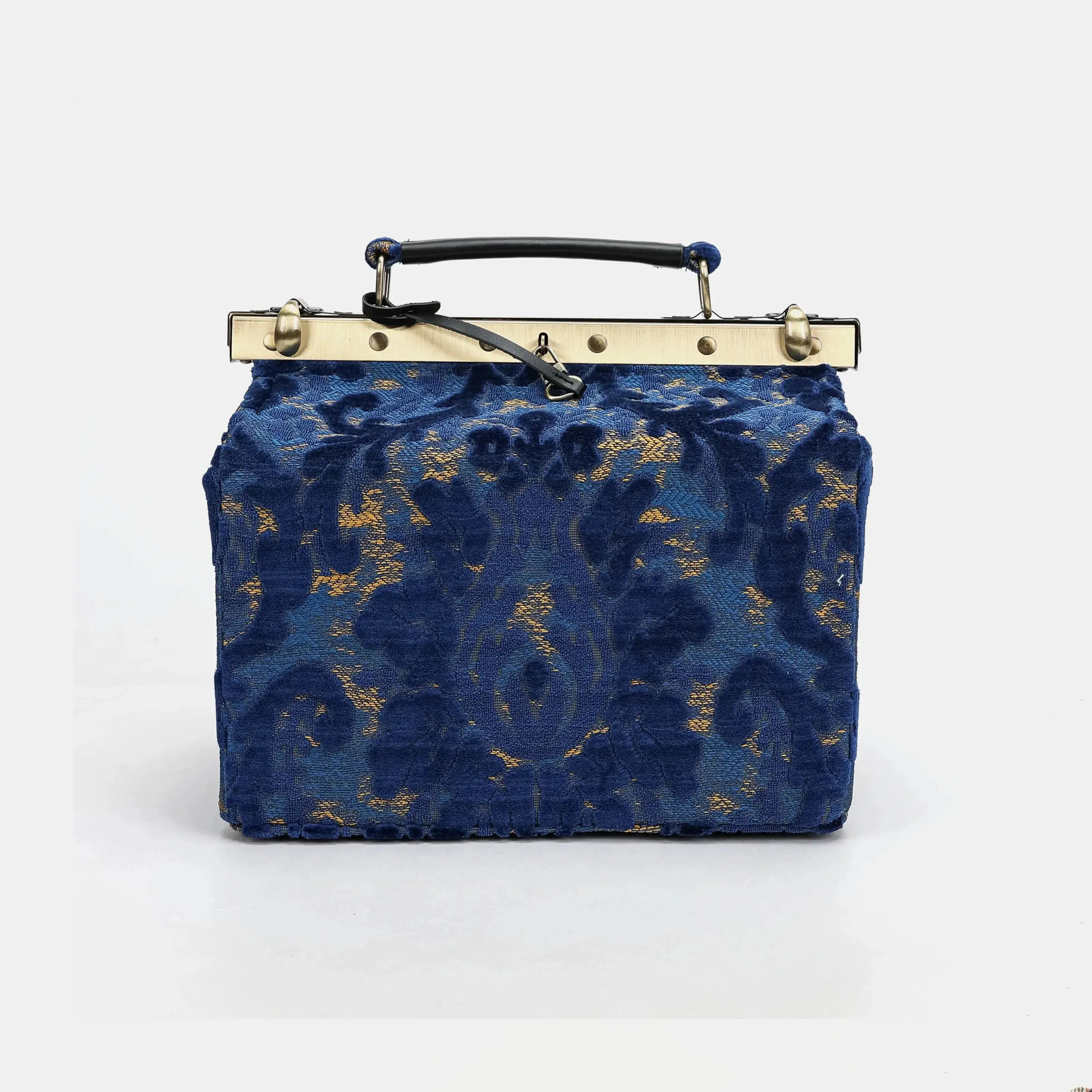 Burnout velvet Navy Vivienne Carpet Purse Gladstone Bag of America main