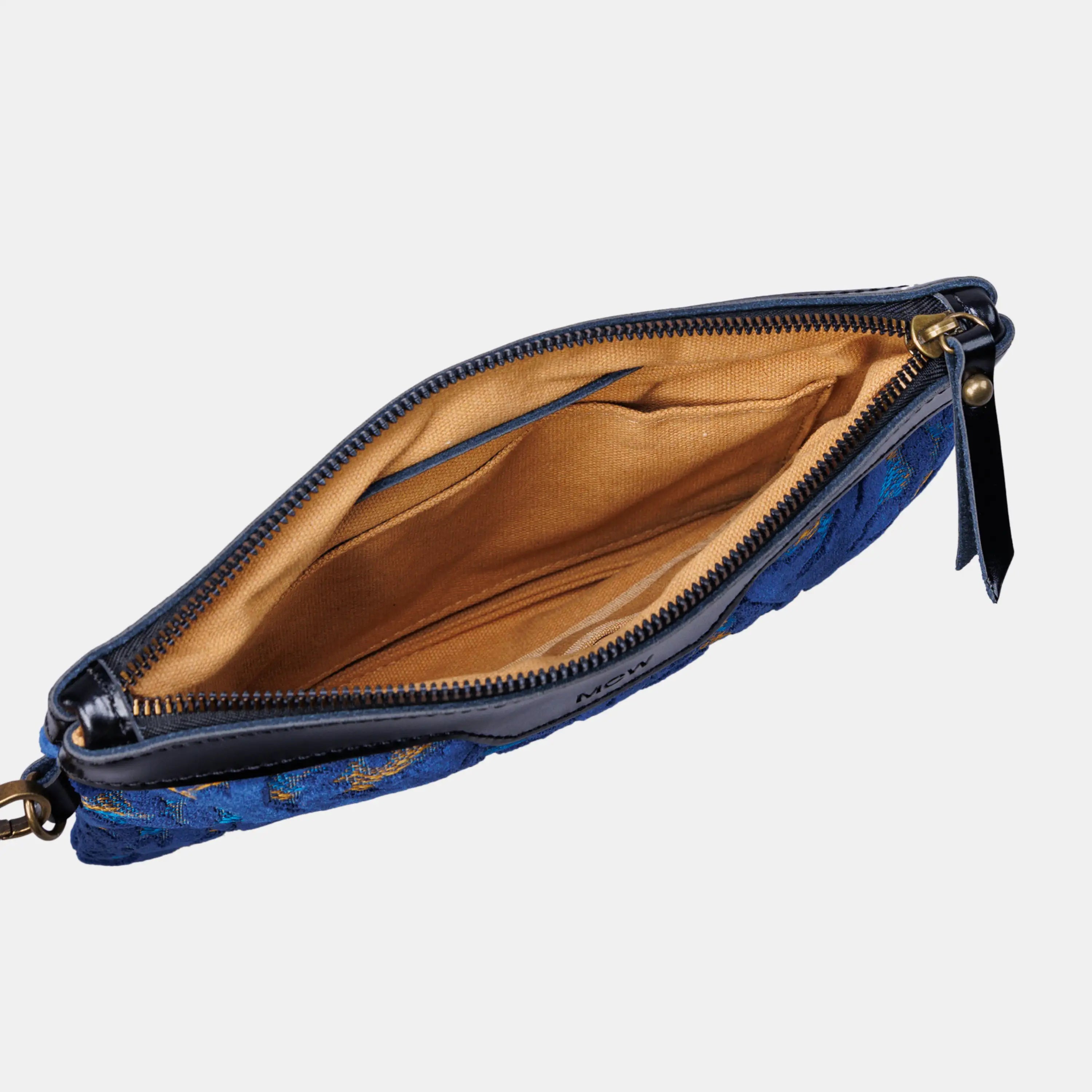 Burnout Velvet Navy carpet bag MCW Handmade inside
