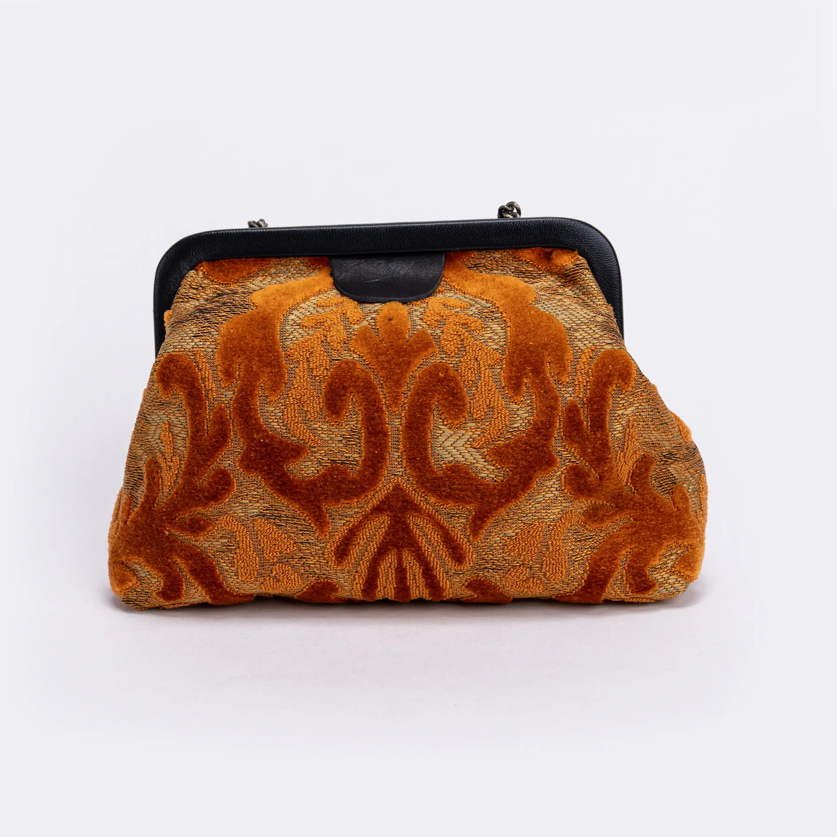 Burnout Velvet Orange Alma Evening Clutch Bag  back