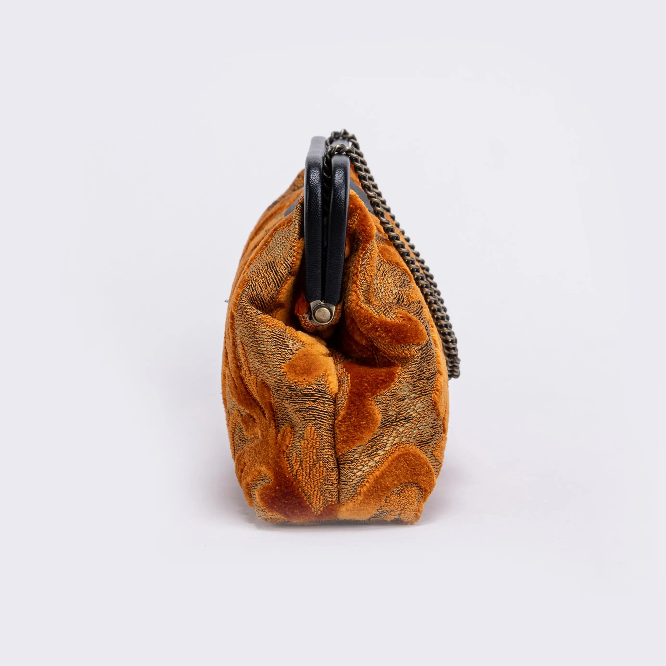Burnout Velvet Orange Alma Evening Clutch Bag  side