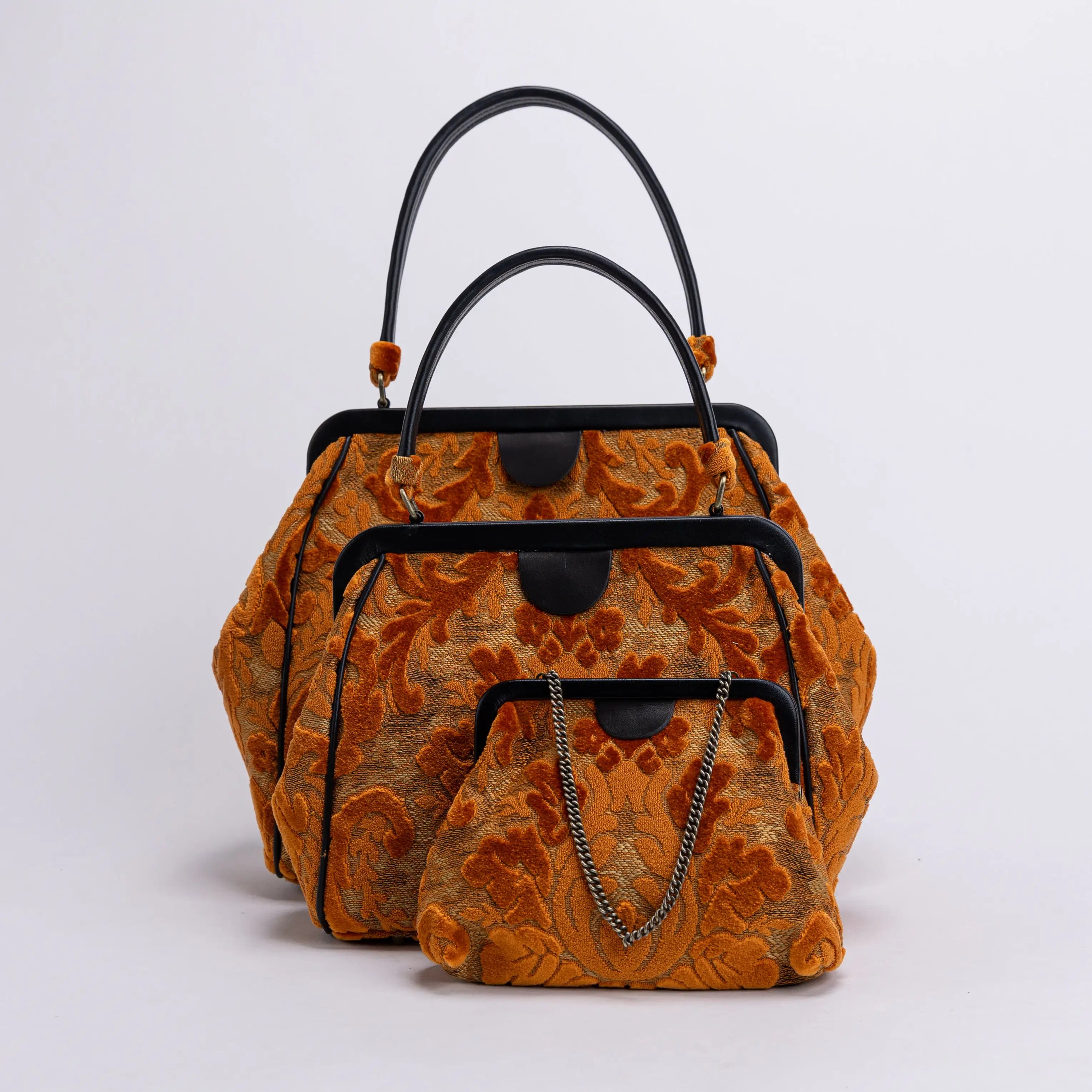 Burnout Velvet Orange Alma  Carpet Bag of America
