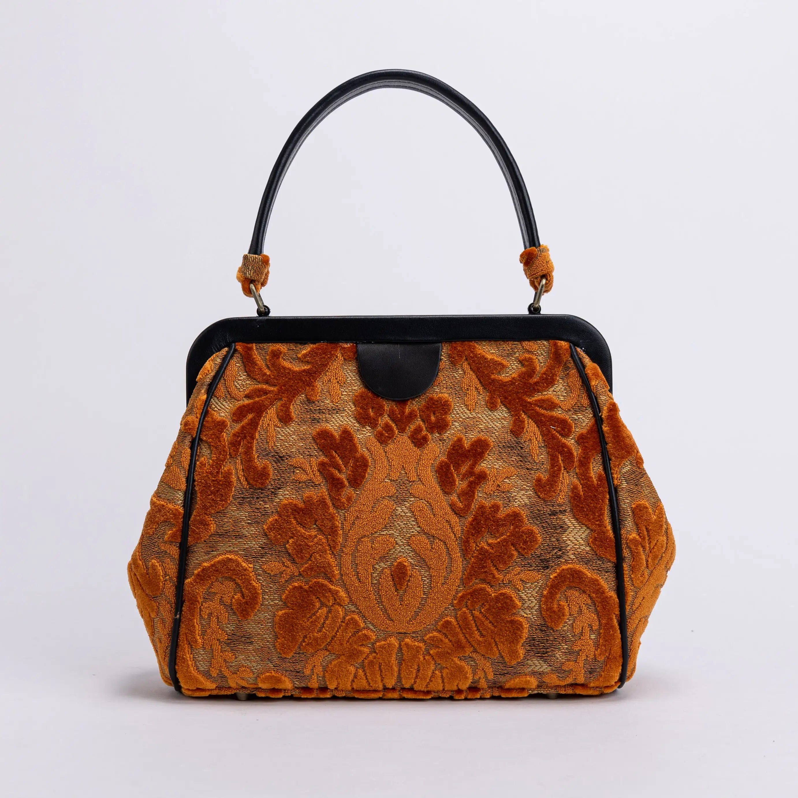Burnout Velvet Orange Alma Evening Clutch Carpet Bag of America front