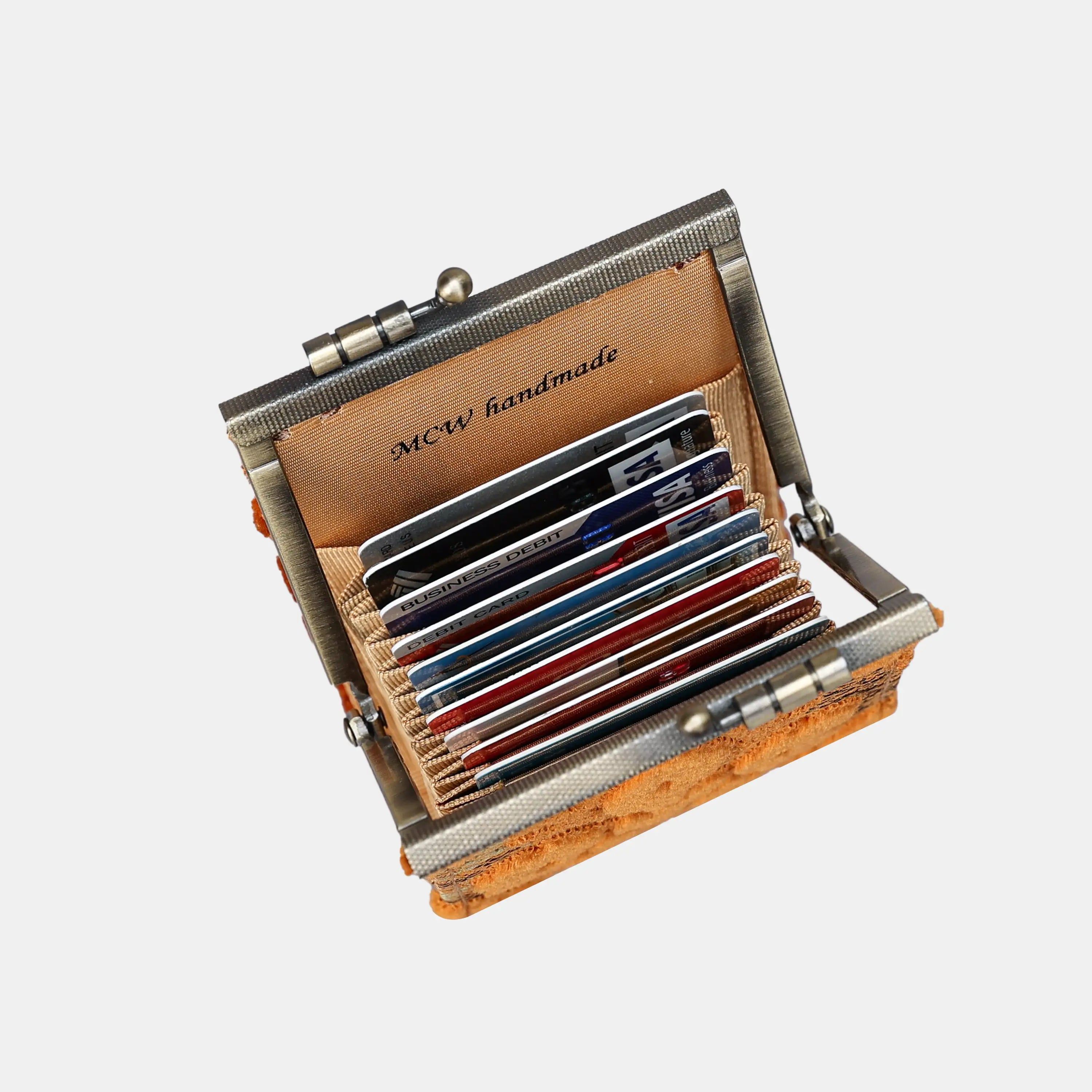 Burnout Velvet Orange Card Wallet  of America 11 slots in use