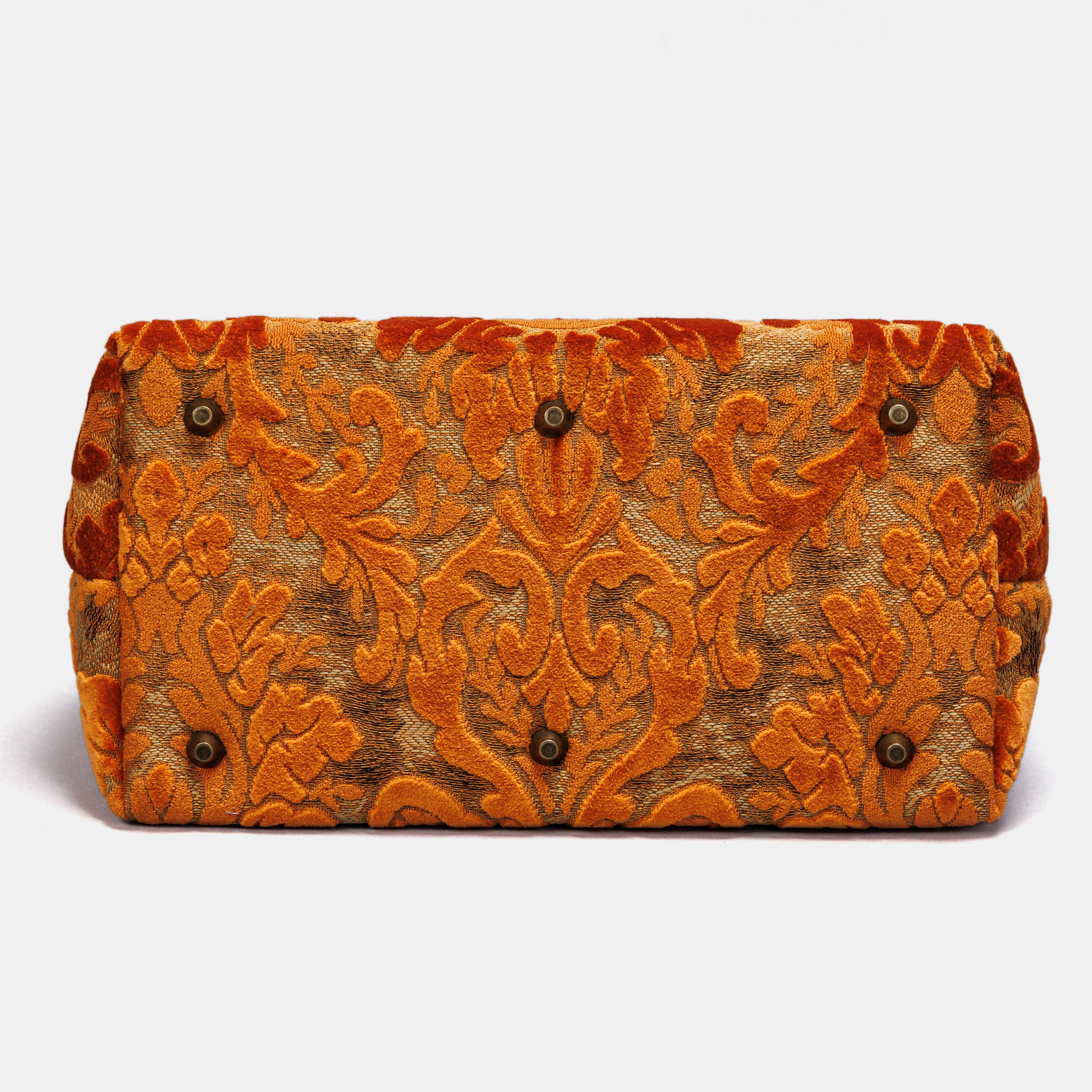 Burnout Velvet Orange Carpet Handbag Purse carpet bag MCW Handmade of America bottom