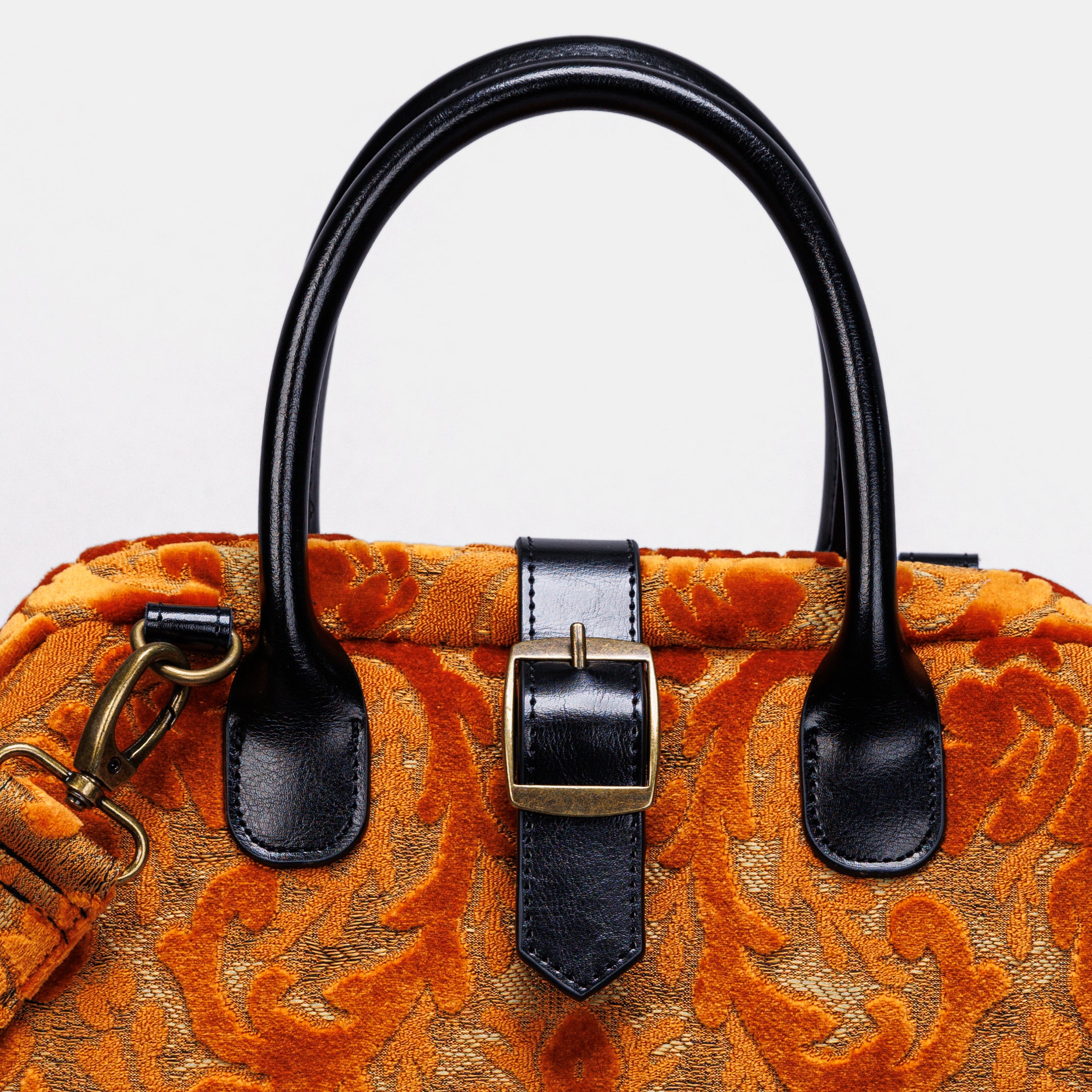 Burnout Velvet Orange Carpet Handbag Purse carpet bag MCW Handmade of America buckle