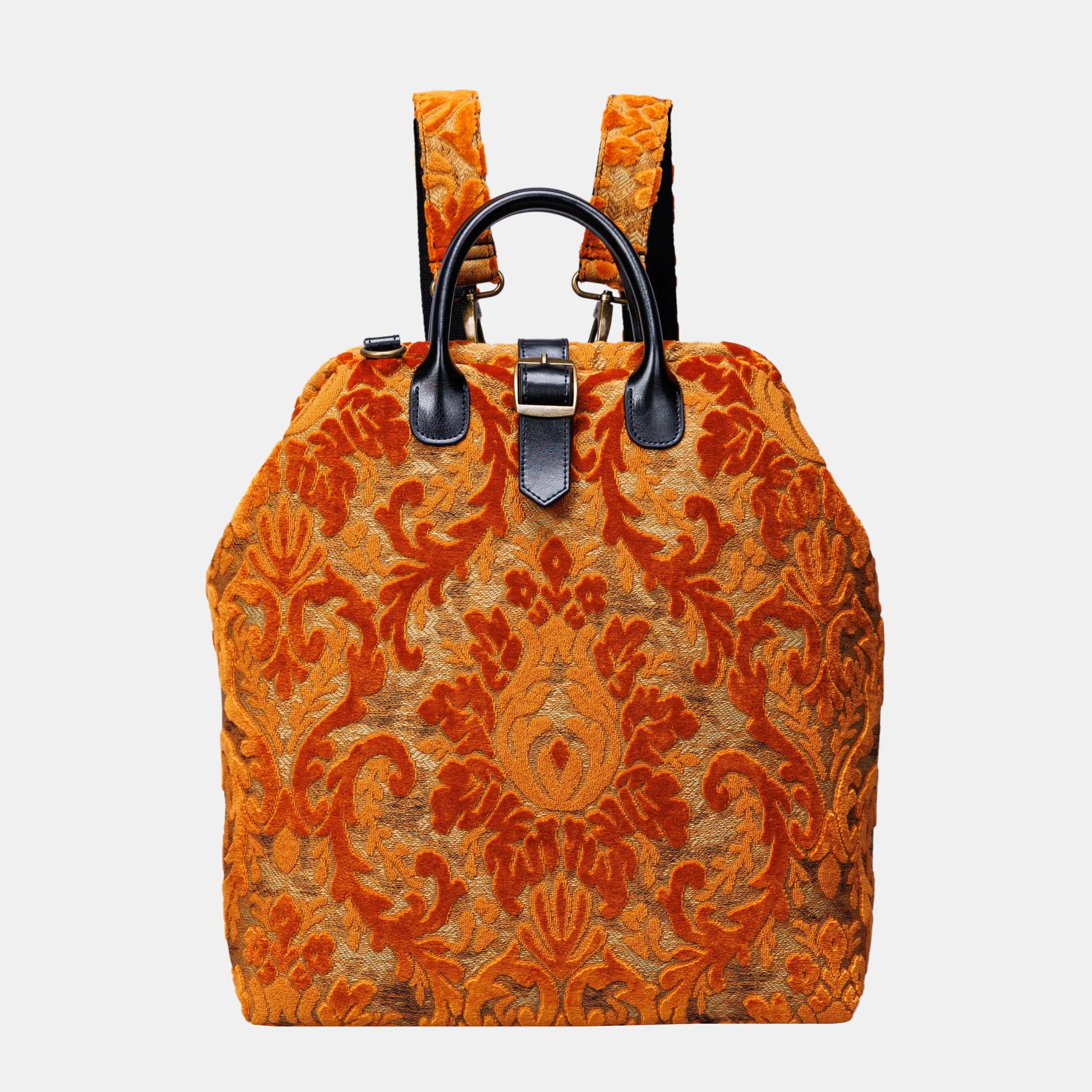 Burnout Velvet Orange Carpet Laptop Backpack Carpetbag of America main