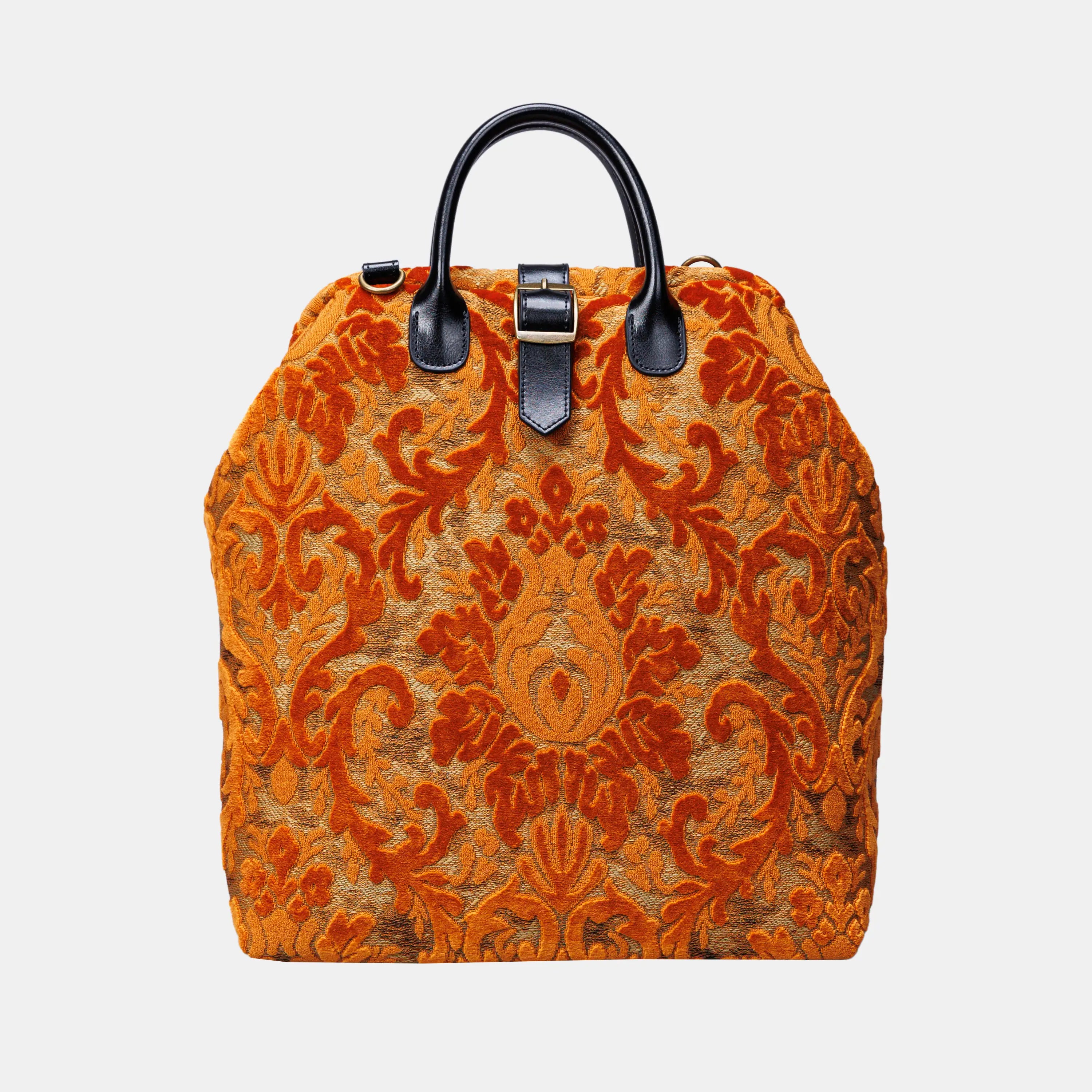 Burnout Velvet Orange Carpet Laptop Backpack Carpetbag of America front
