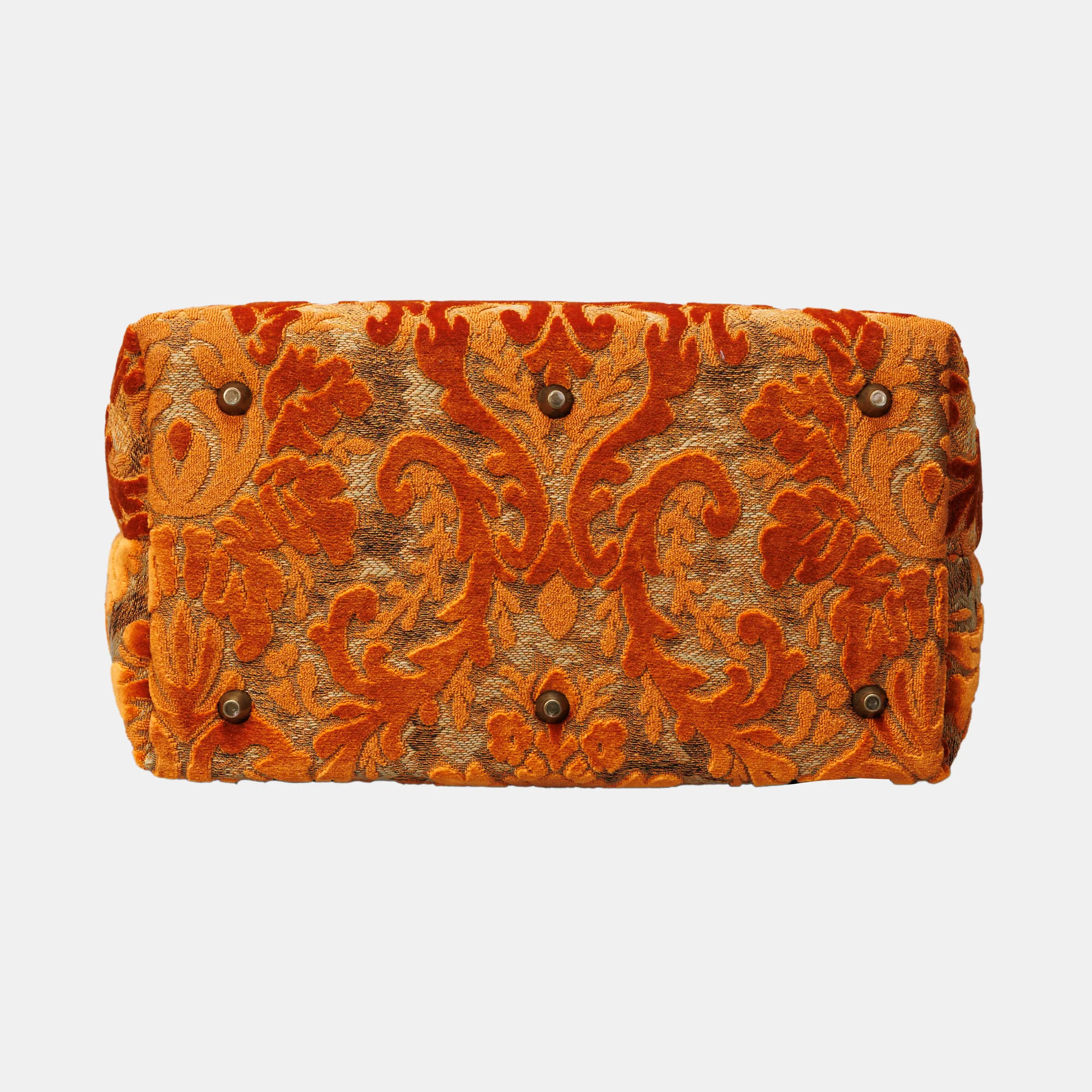Burnout Velvet Orange Carpet Laptop Backpack Carpetbag of America bottom