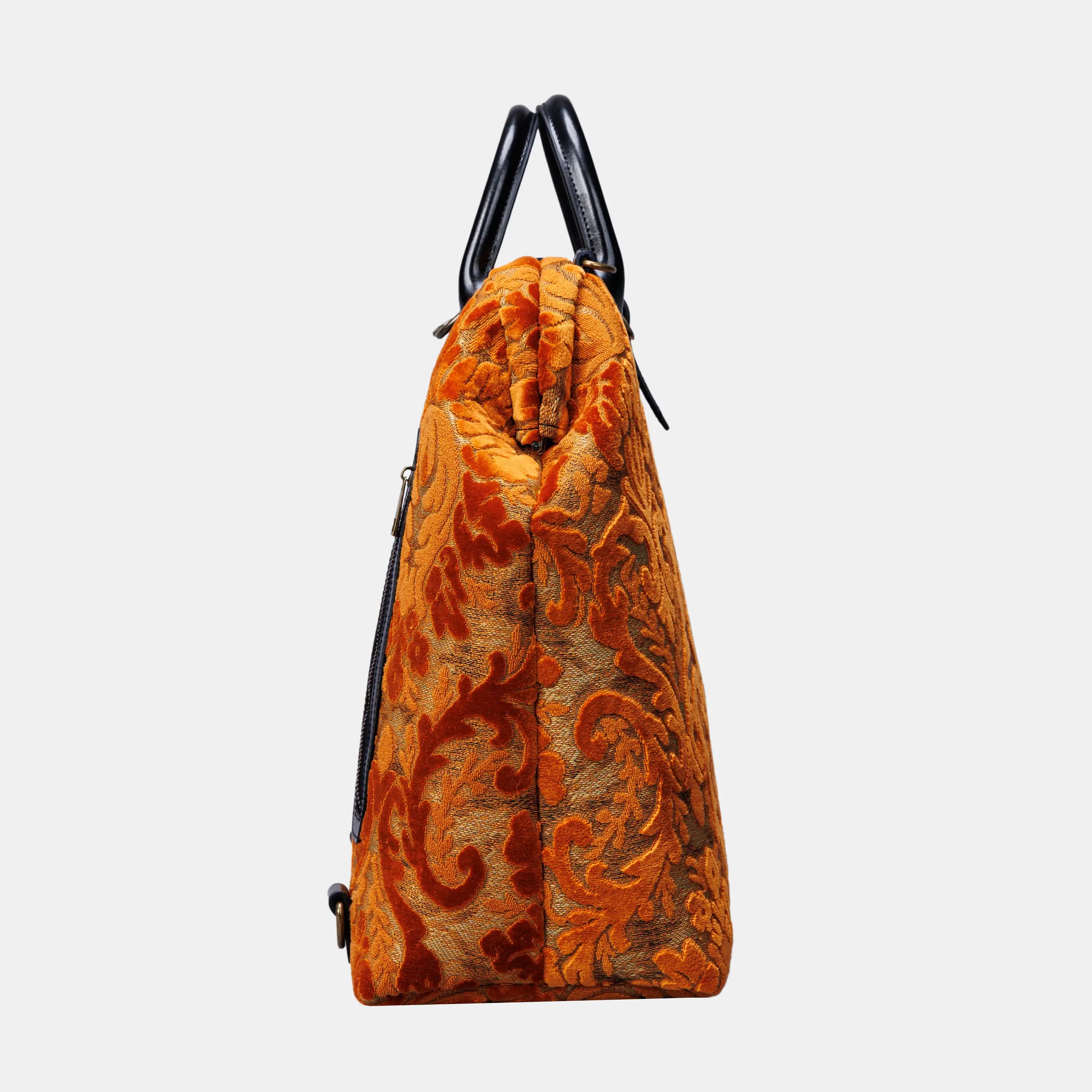 Burnout Velvet Orange Carpet Laptop Backpack Carpetbag of America side