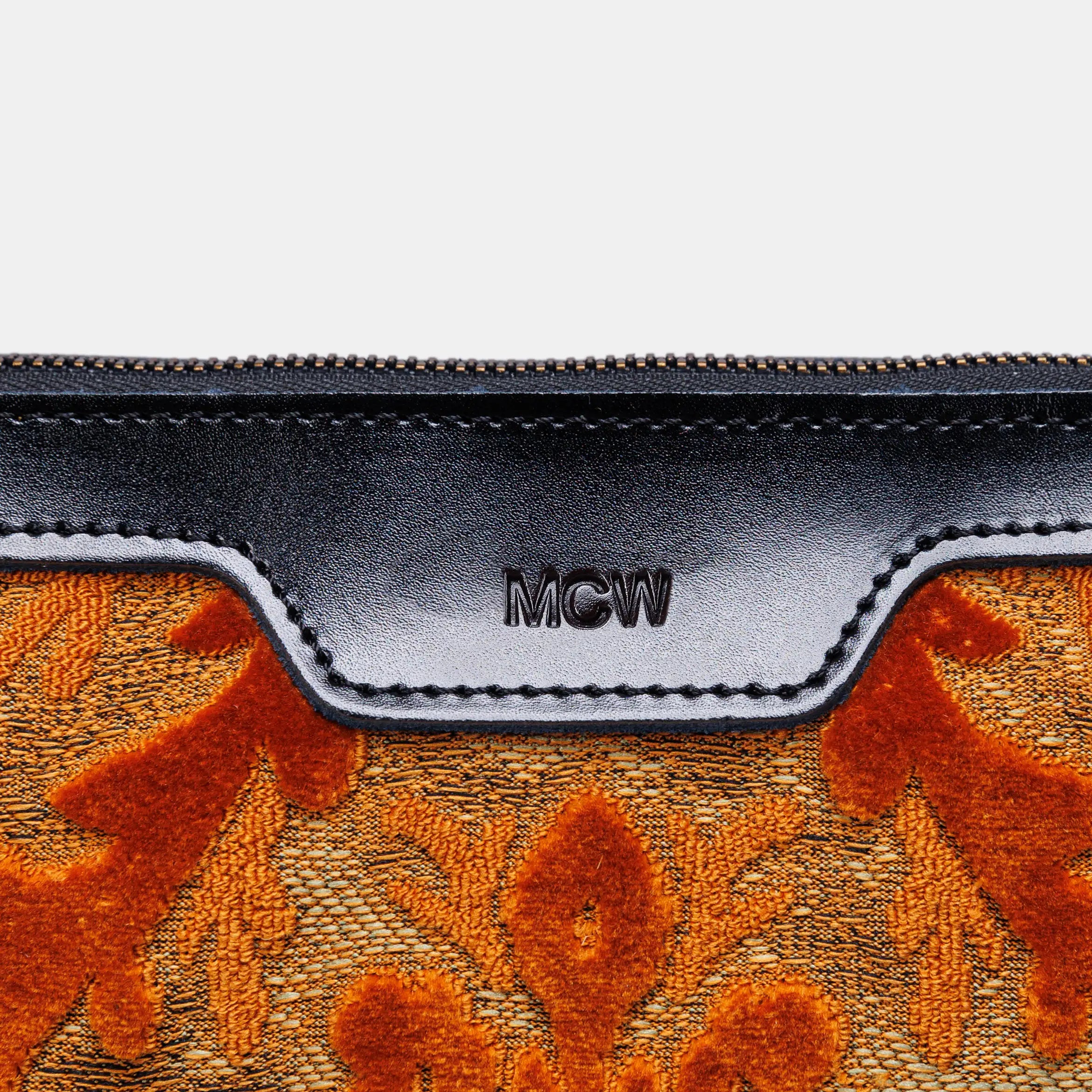 Burnout Velvet Orange Carpet Makeup Bag carpet bag MCW Handmade of America details