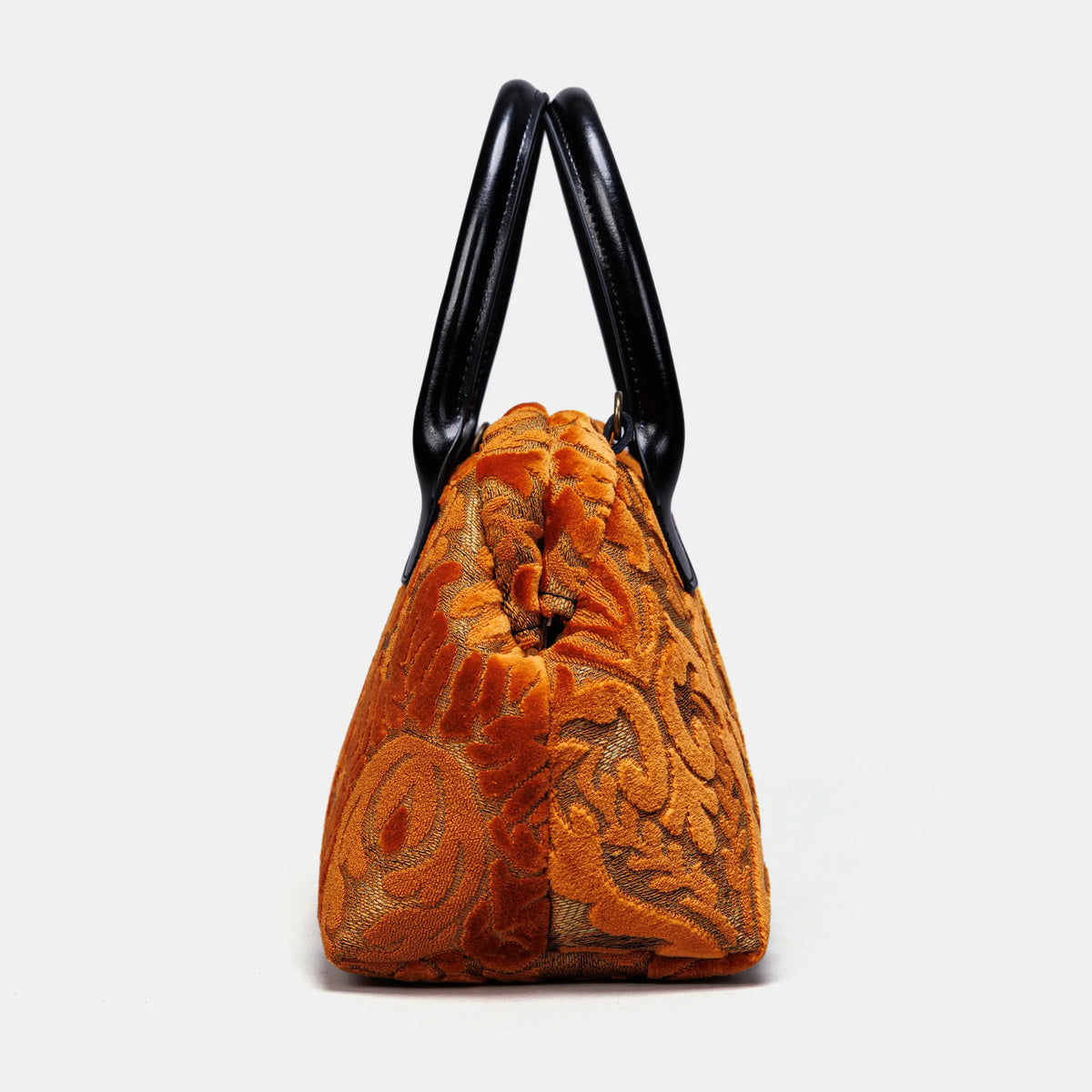 Burnout Velvet Orange Carpet Satchel carpet bag MCW Handmade of America side