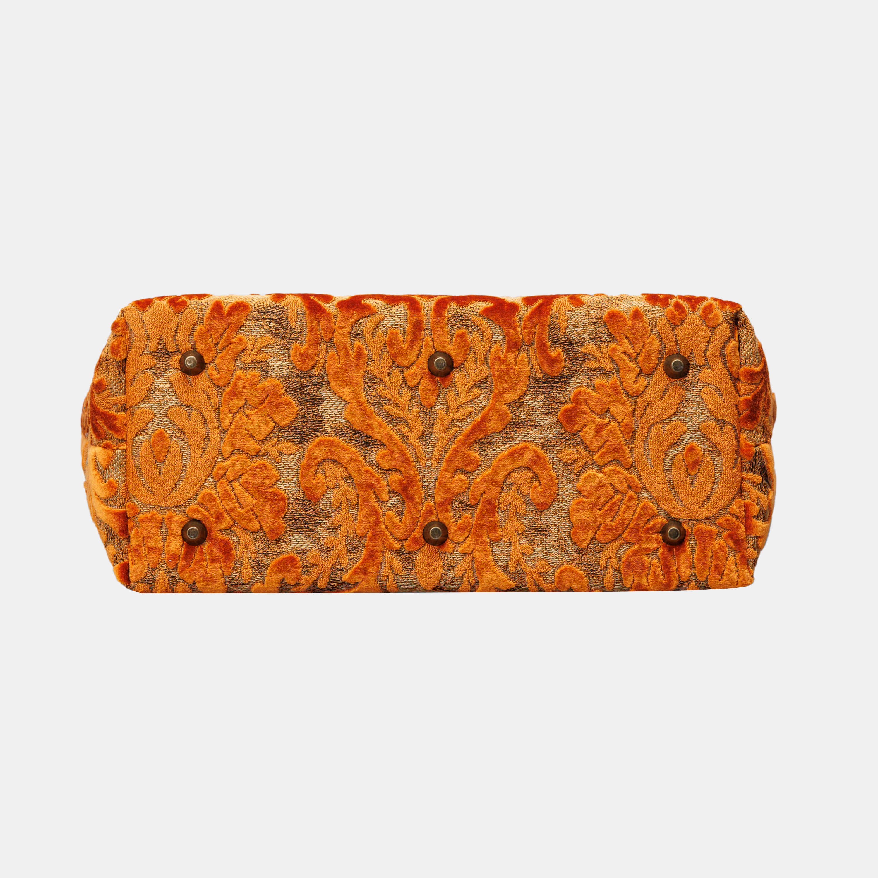 Burnout Velvet Orange Carpet Tote Shopper carpet bag of America bottom