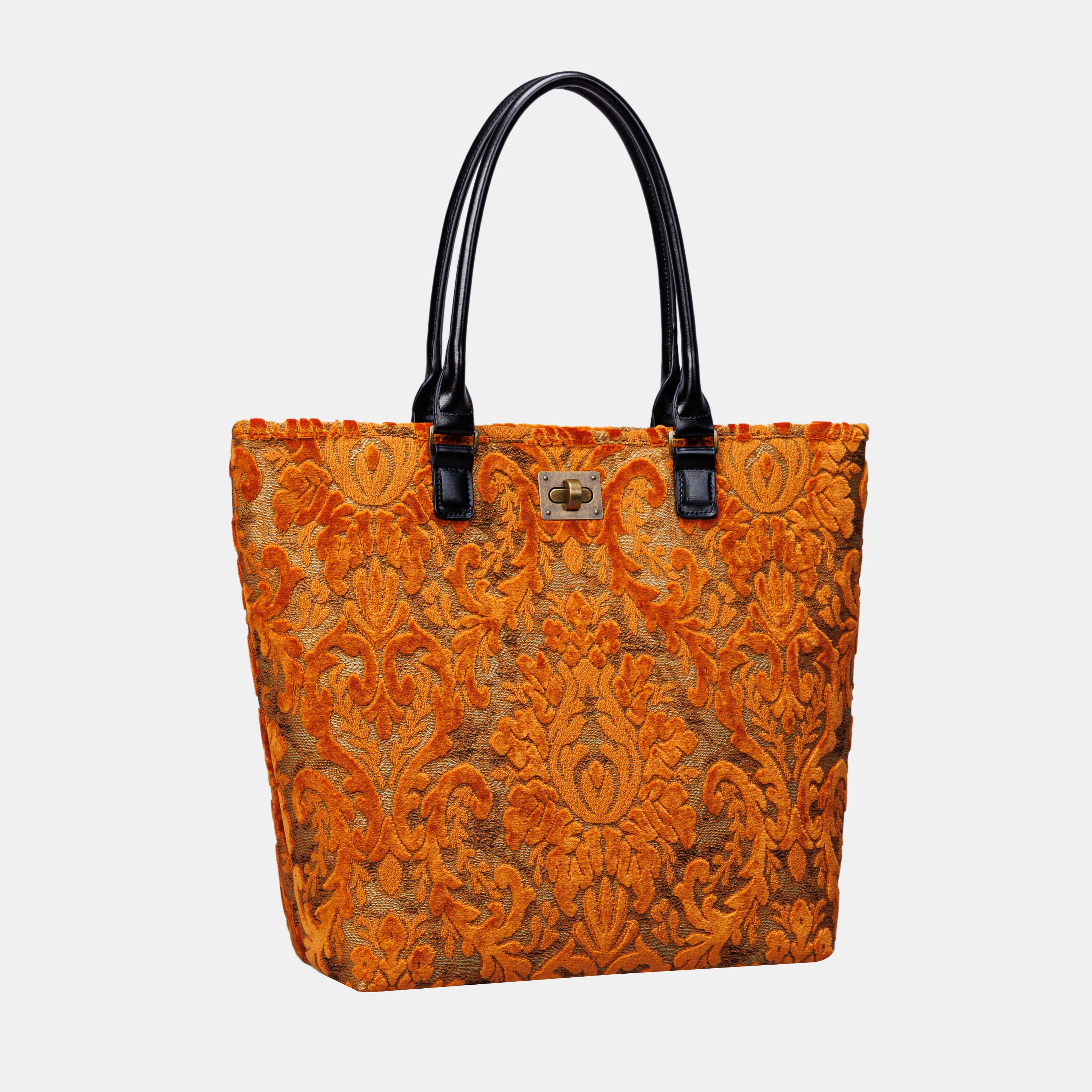 Burnout Velvet Orange Carpet Tote Shopper carpet bag of America front