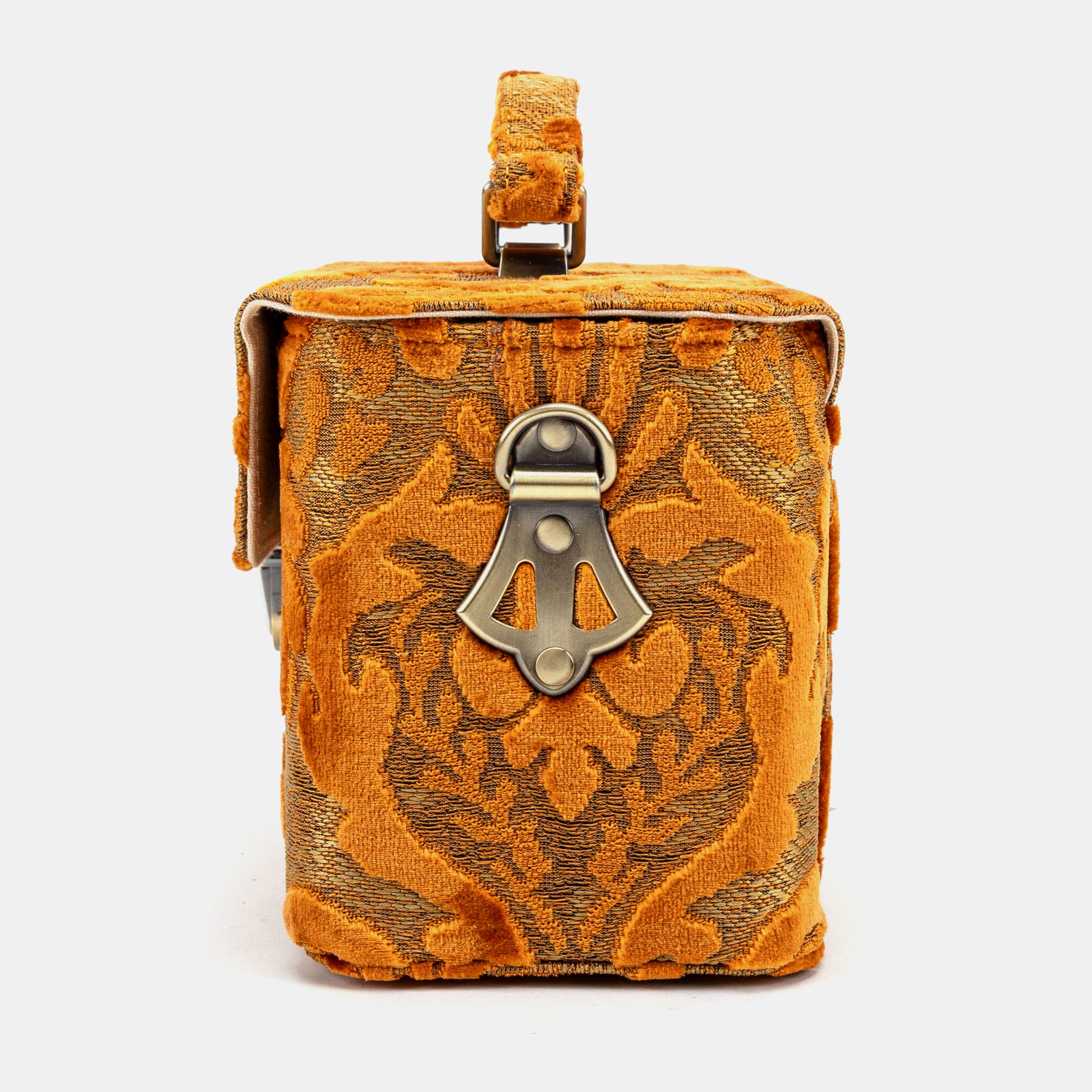 Burnout Velvet Orange Clara Medium Train Case Purse of America  side