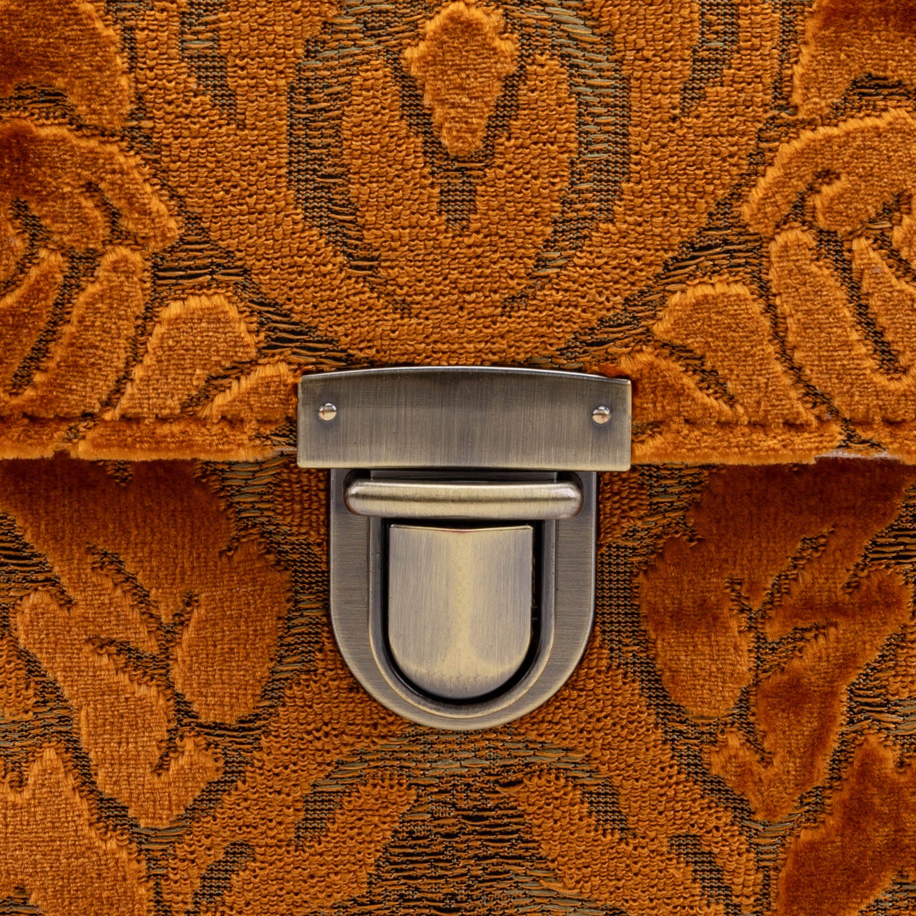 Burnout Velvet Orange Clara Medium Train Case Purse of America  tuck lock