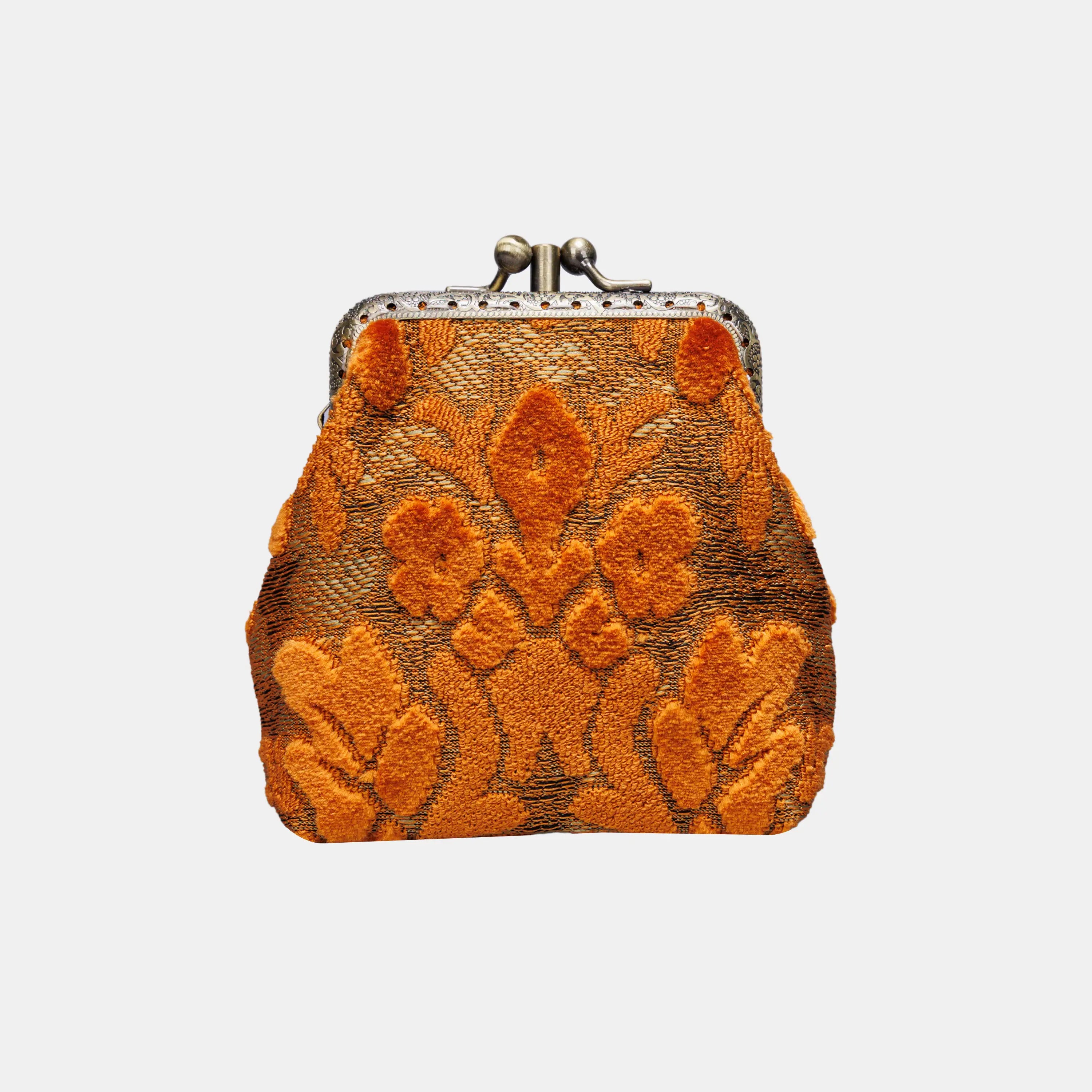 Burnout Velvet Orange Double Kiss Clasp Coin Purse of America front-2