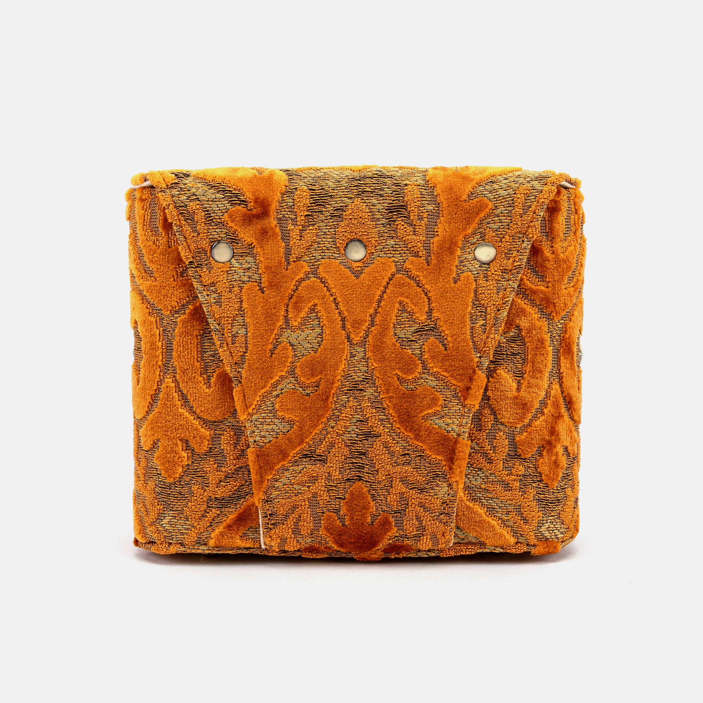 Burnout Velvet Orange Emma Small Train Case Crossbody of America back