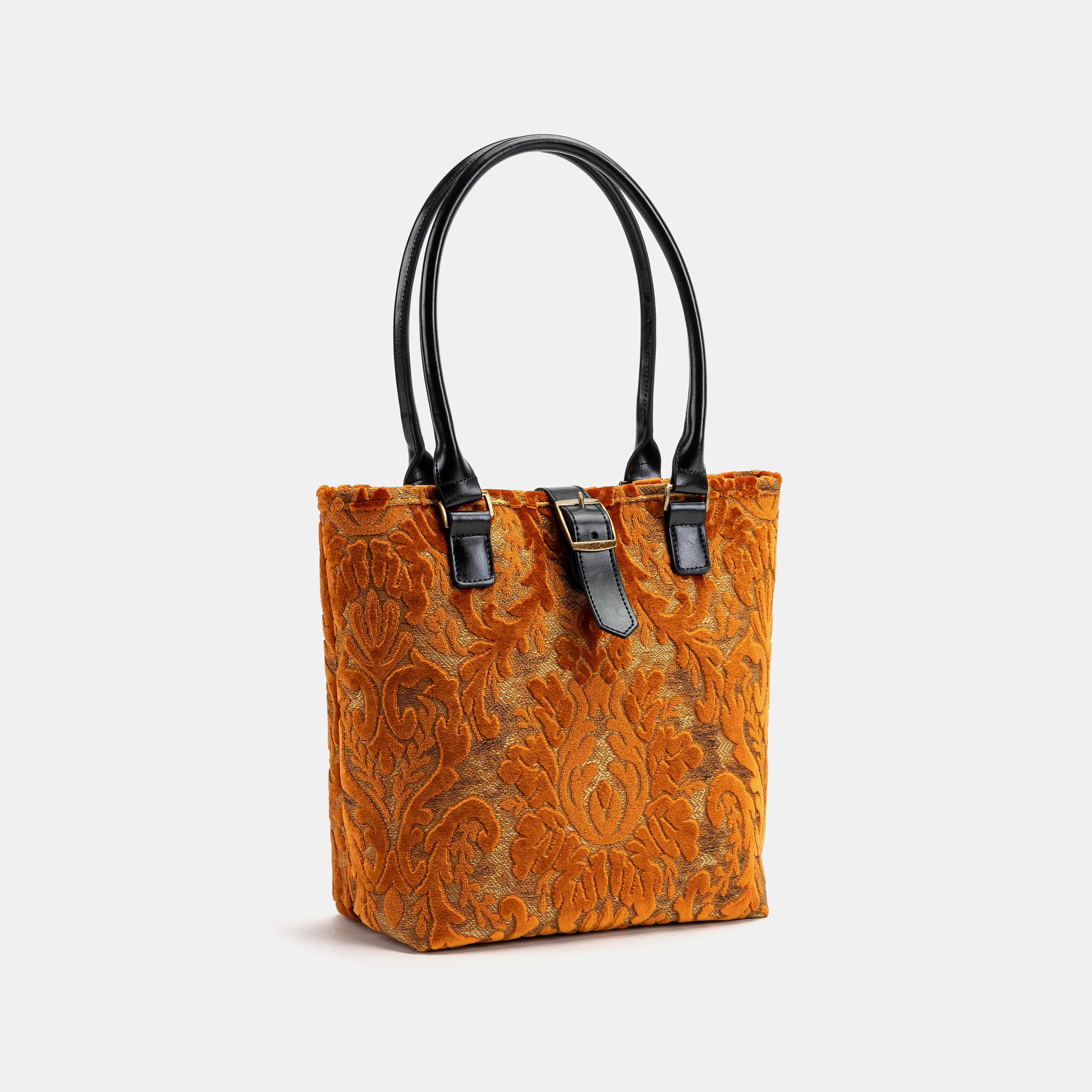 Burnout Velvet Orange Everyday Tote Carpet Bag of America front side