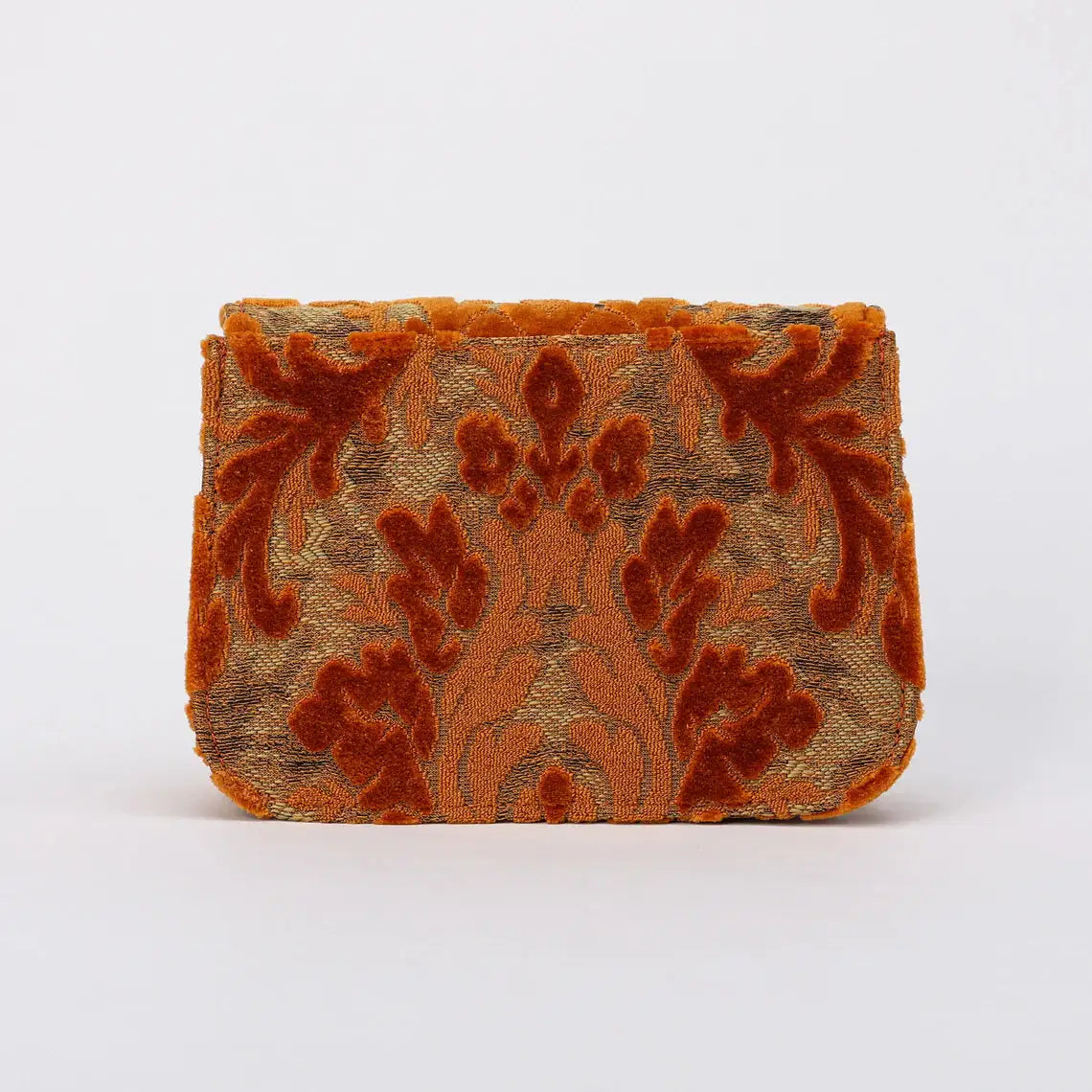 Burnout Velvet Orange Flap Crossbody Bag carpet bag of America back