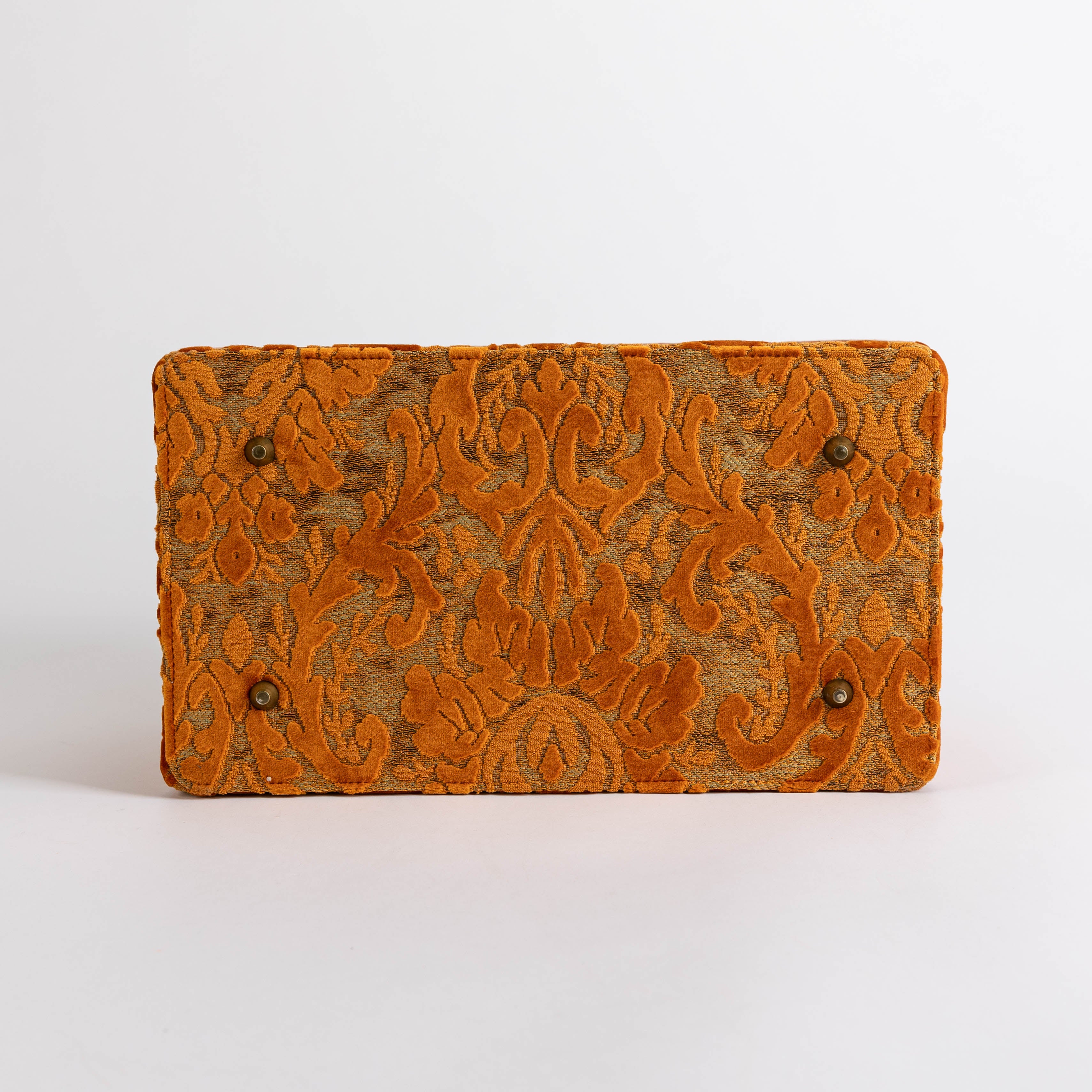 Burnout Velvet Orange Genevieve Carpet Gladstone Bag of America bottom