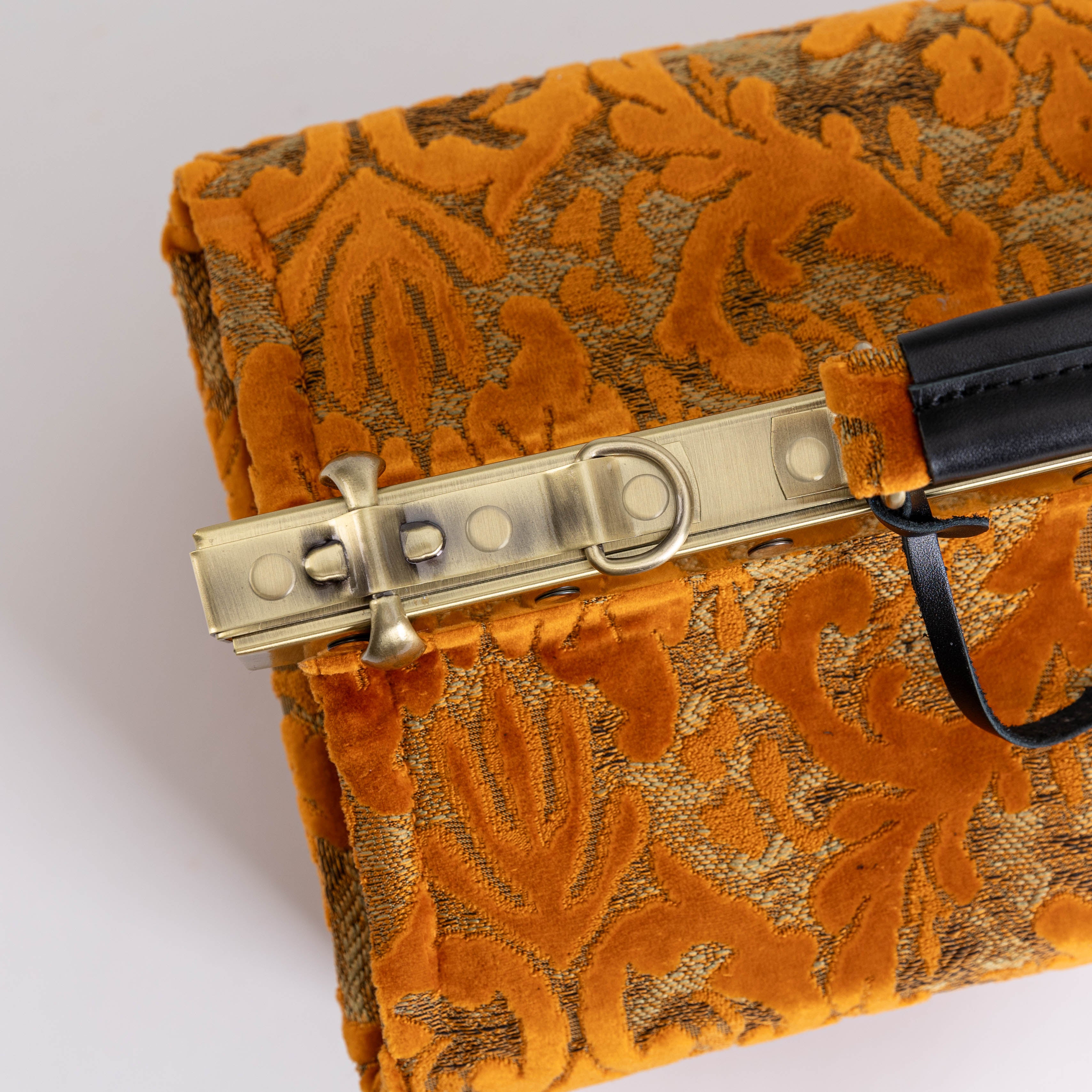 Burnout Velvet Orange Genevieve Carpet Gladstone Bag of America frame