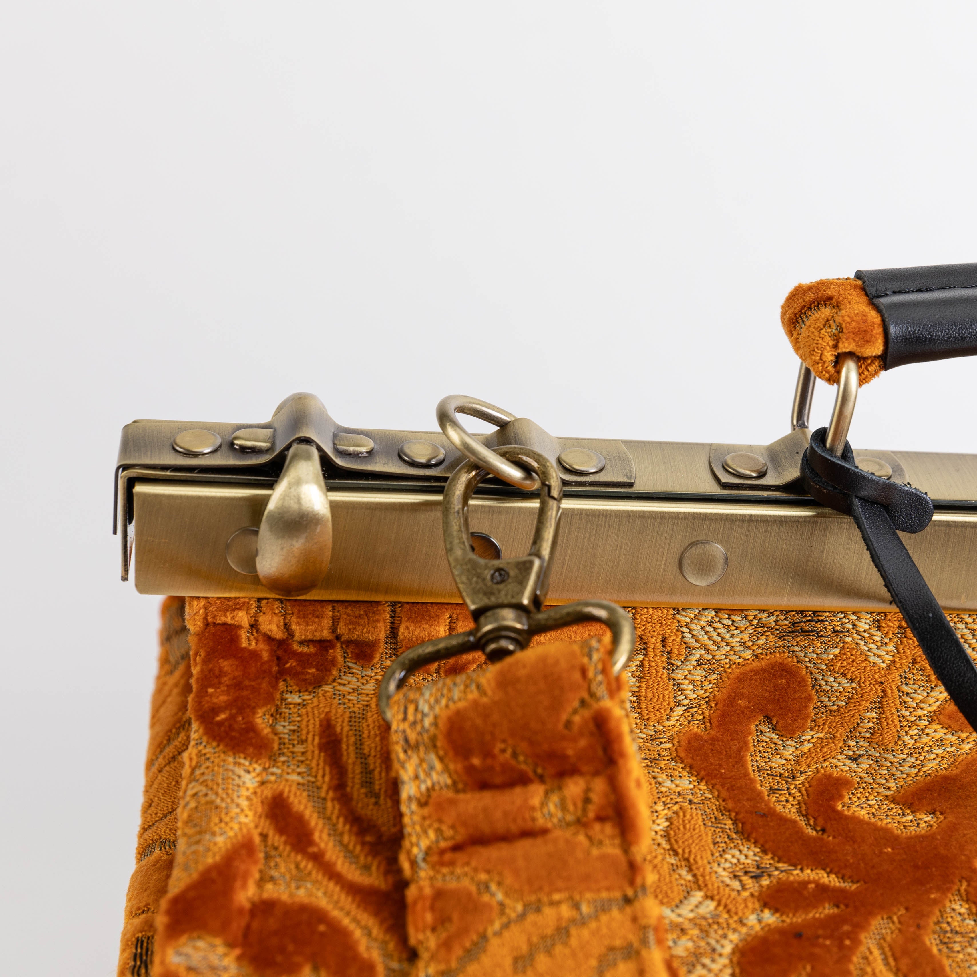 Burnout Velvet Orange Genevieve Carpet Gladstone Bag of America  clasp