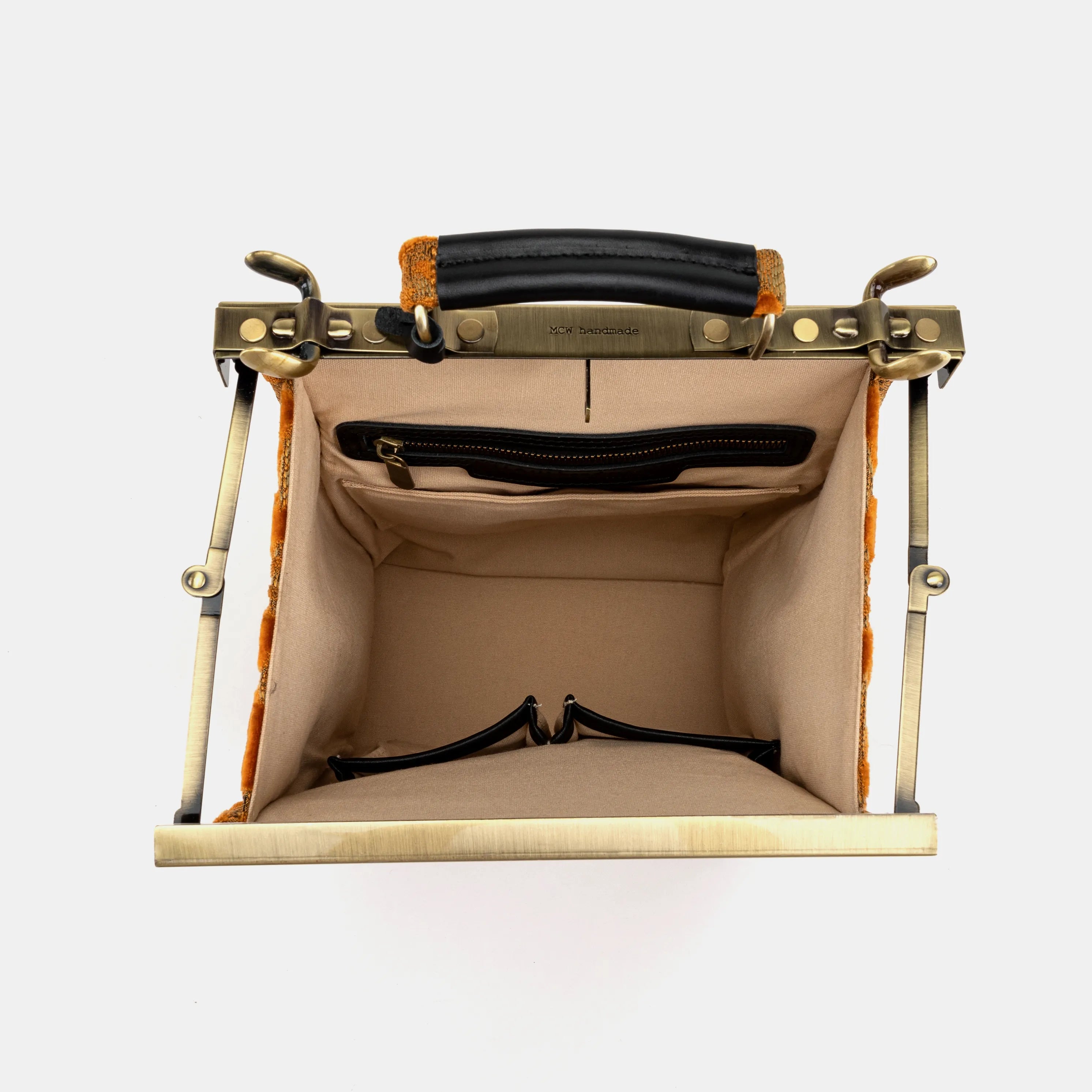 Burnout Velvet Orange Helena Carpet Gladstone Backpack of America inside