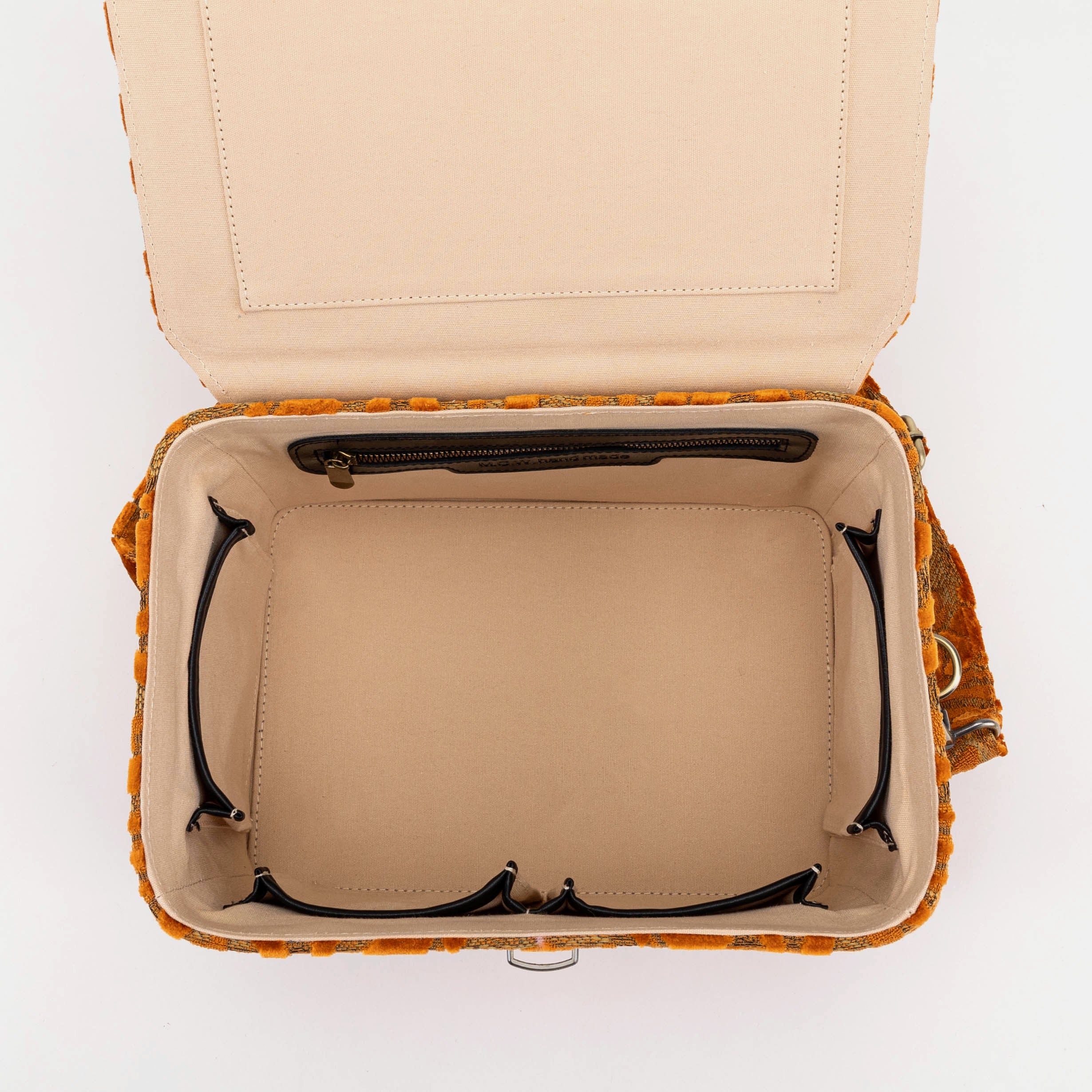 Burnout Velvet Orange Josephine Large Train Case of America inside