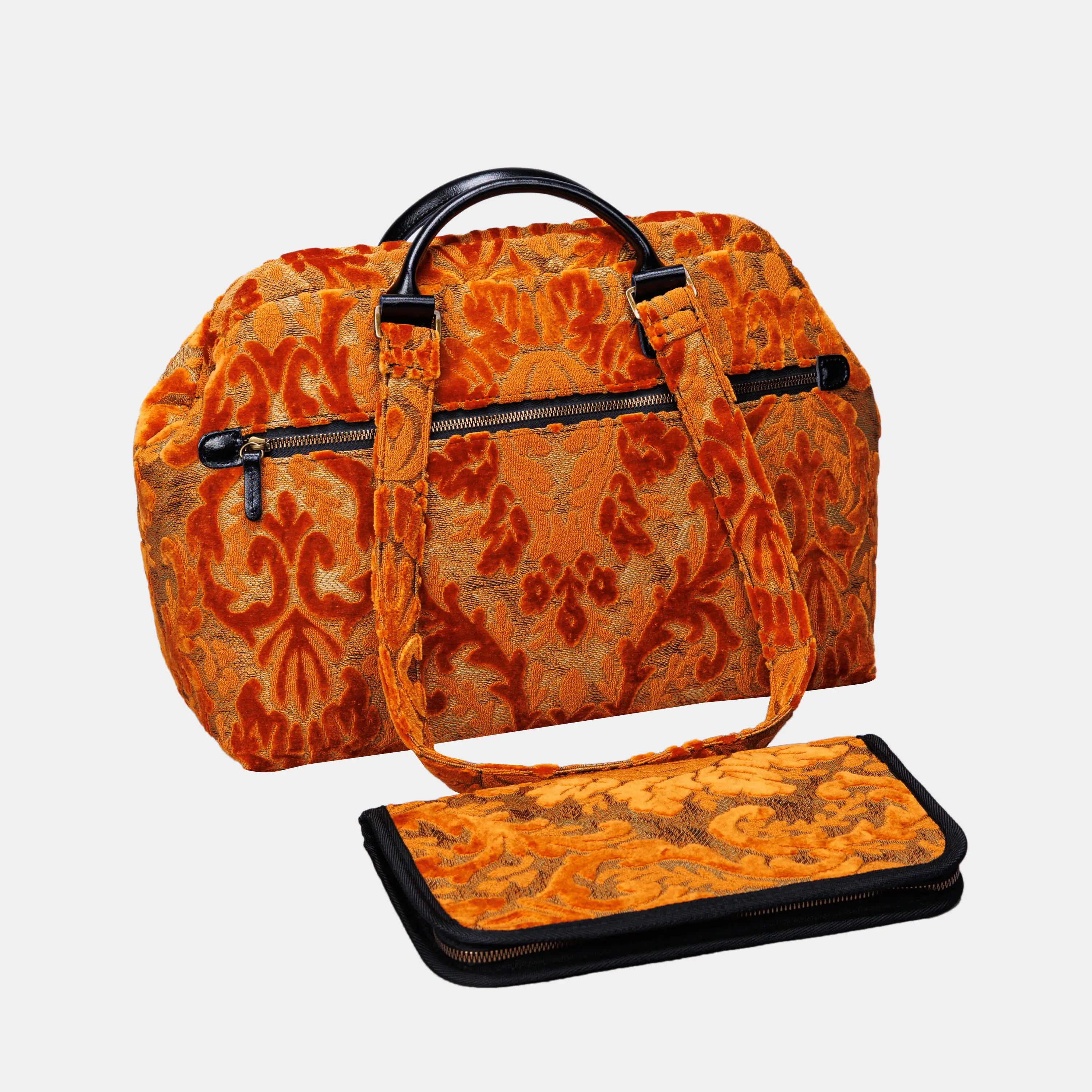 Burnout Velvet Orange Knitting Project Bag  of America-back side
