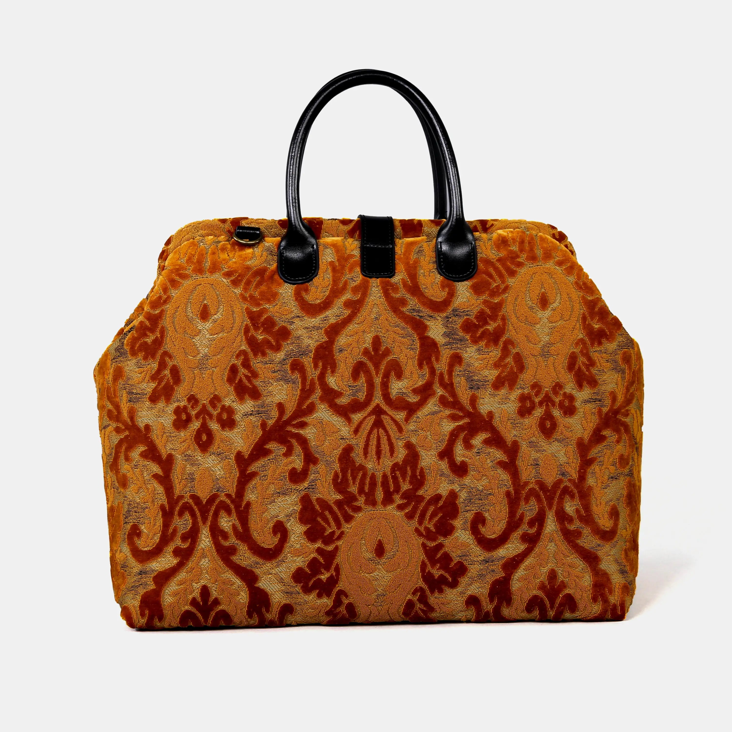 Burnout Velvet Orange Mary Poppins Weekender Carpetbag of America back