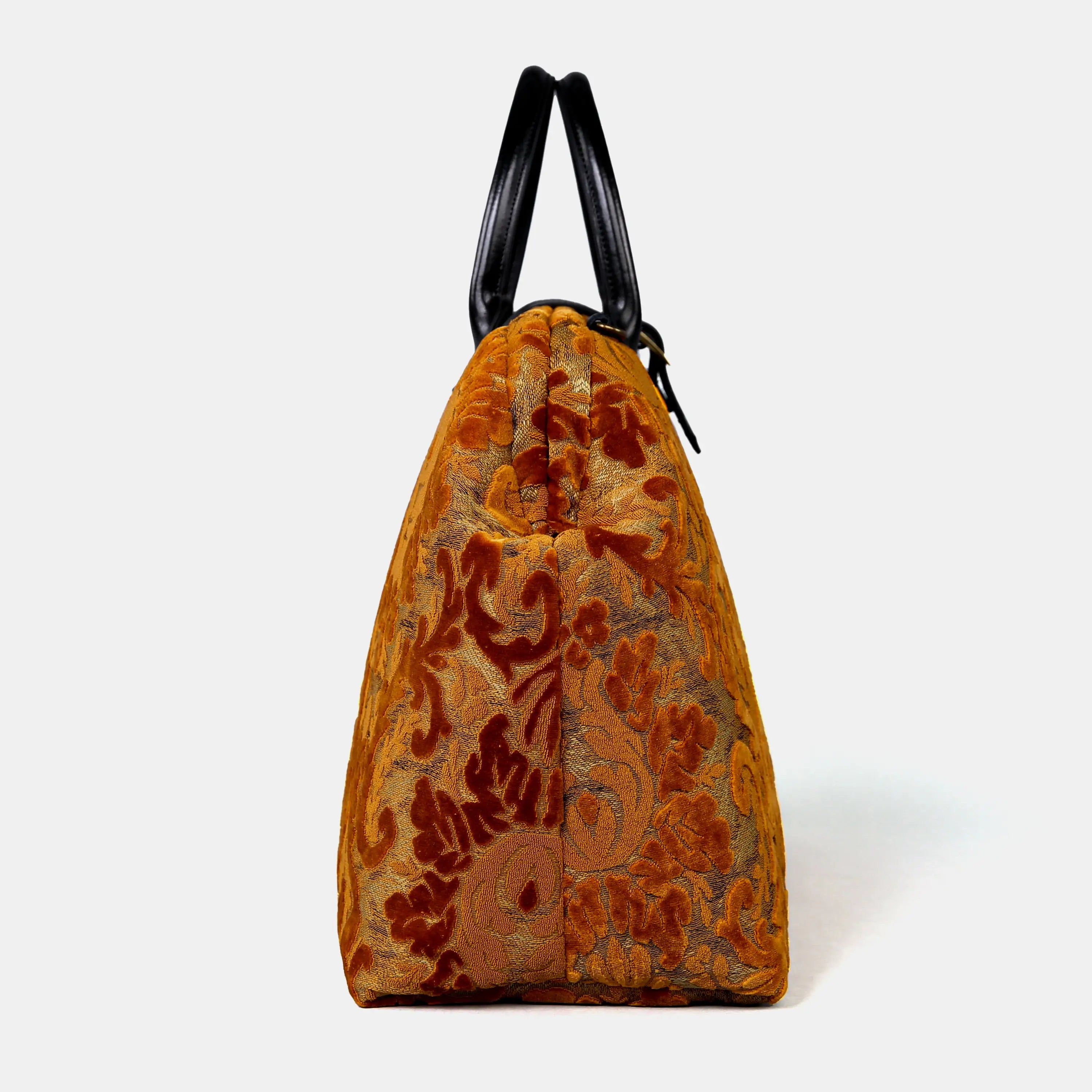 Burnout Velvet Orange Mary Poppins Weekender Carpetbag of America side