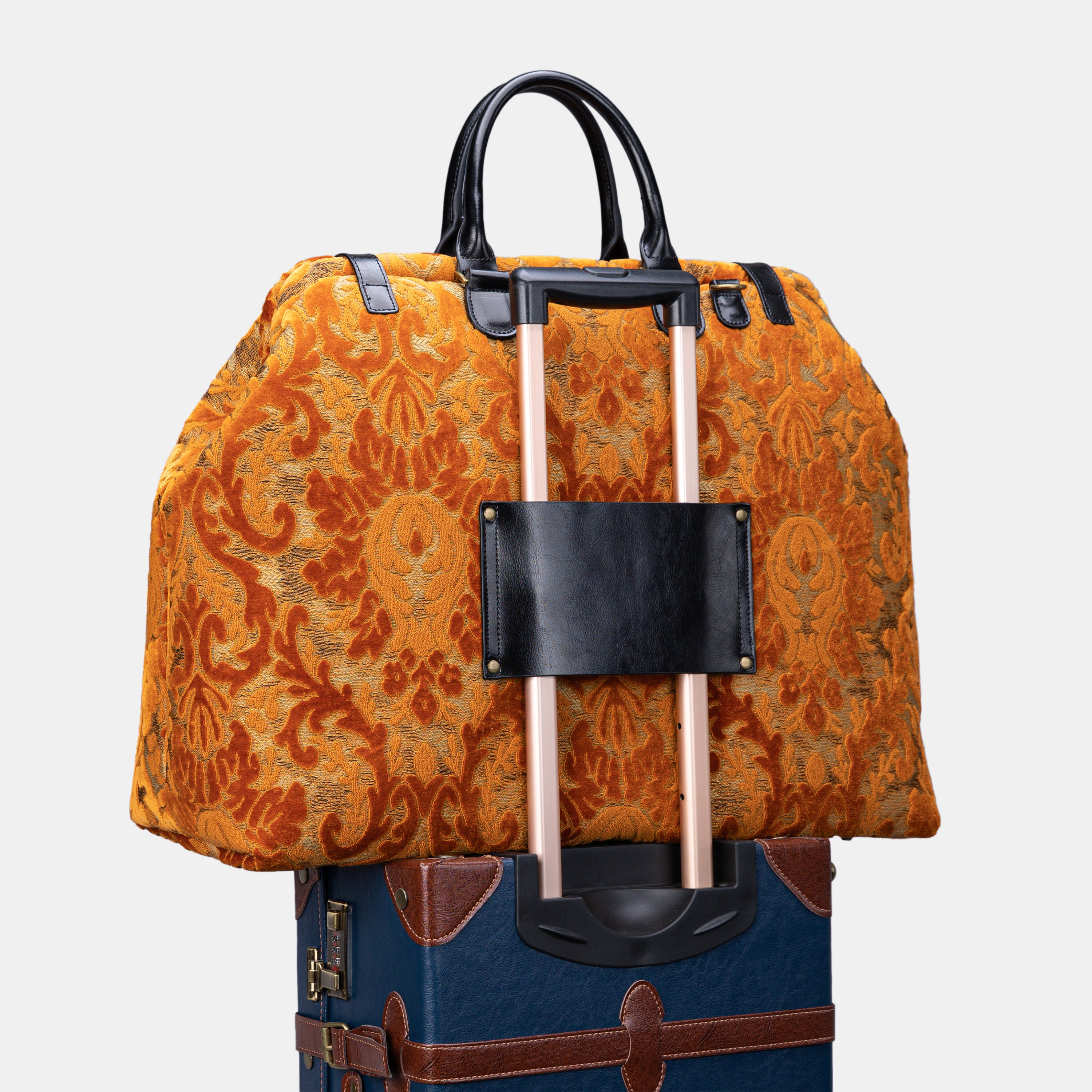 Burnout Velvet Orange Men's Carpetbag of America with luggage sleeve-5