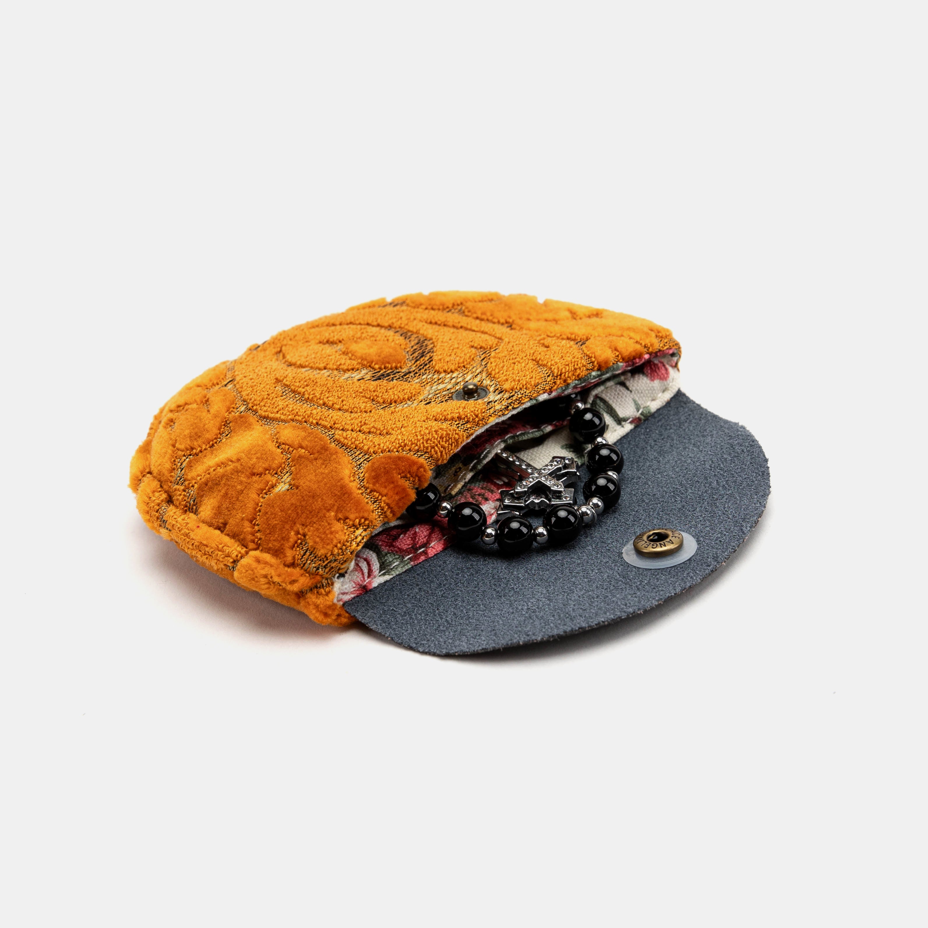 Burnout Velvet Orange Rosary Bag of America in use-2