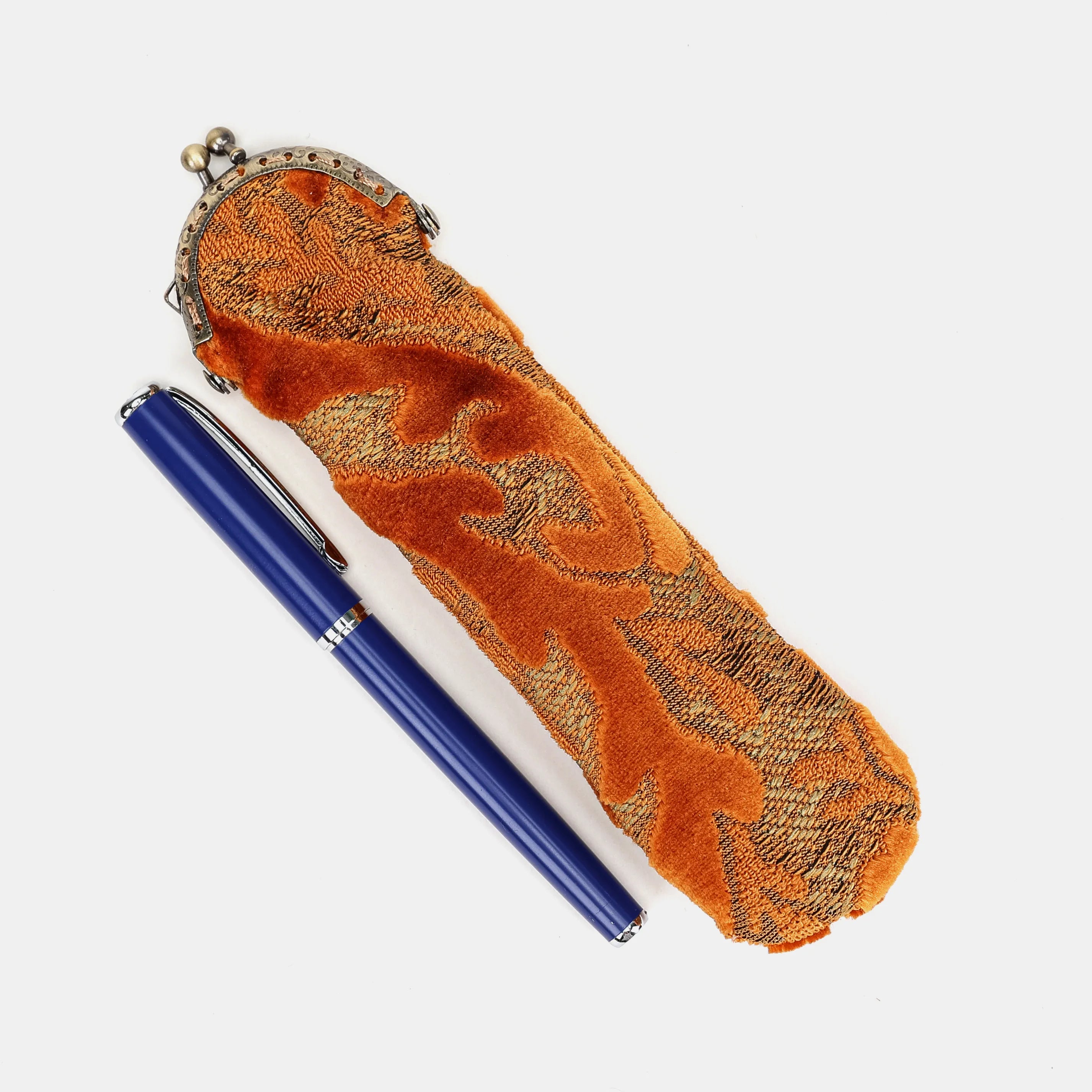 Burnout Velvet Orange Solo Pen Case Carpetbag of America main