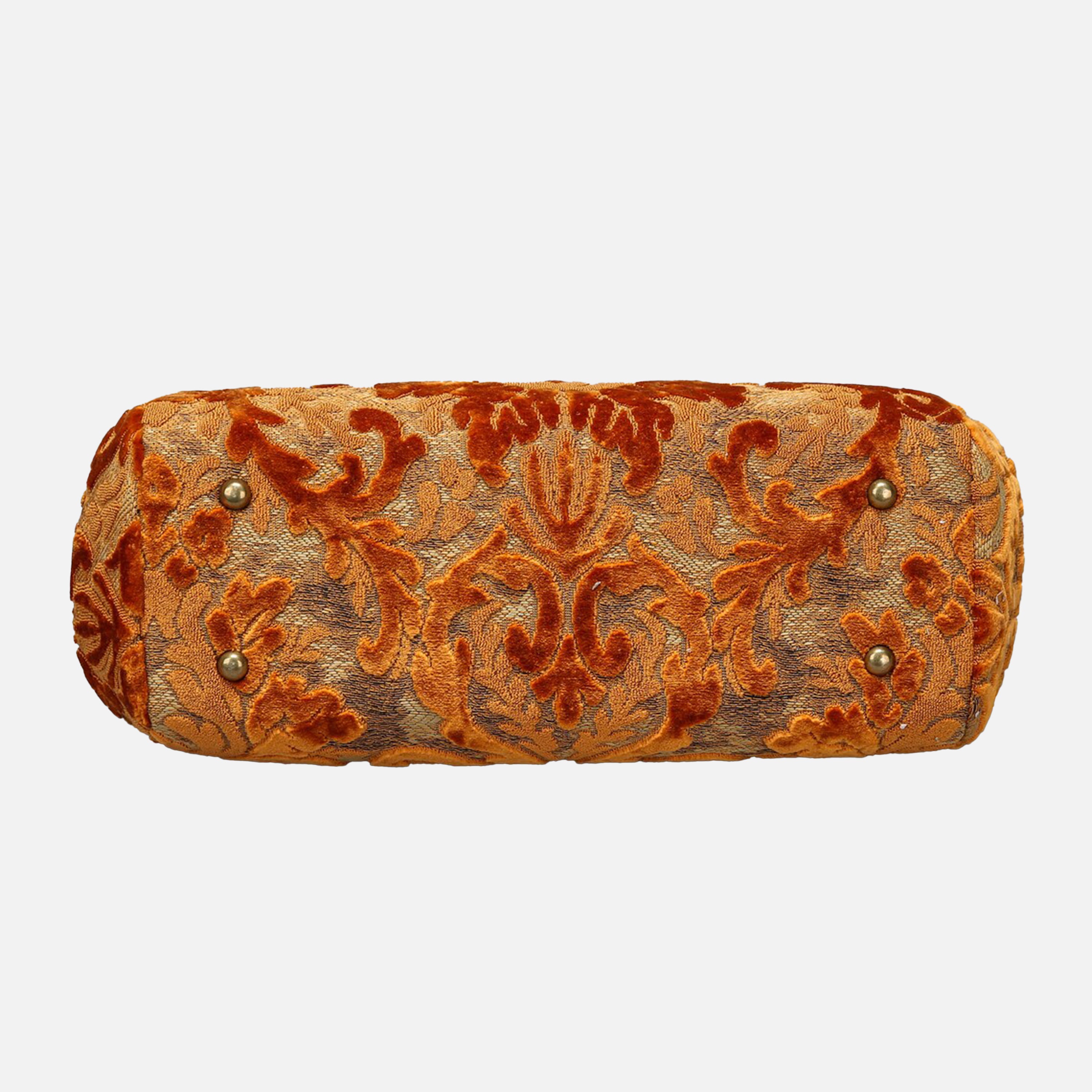 Burnout Velvet Orange Top Handle Purse carpet bag of America bottom