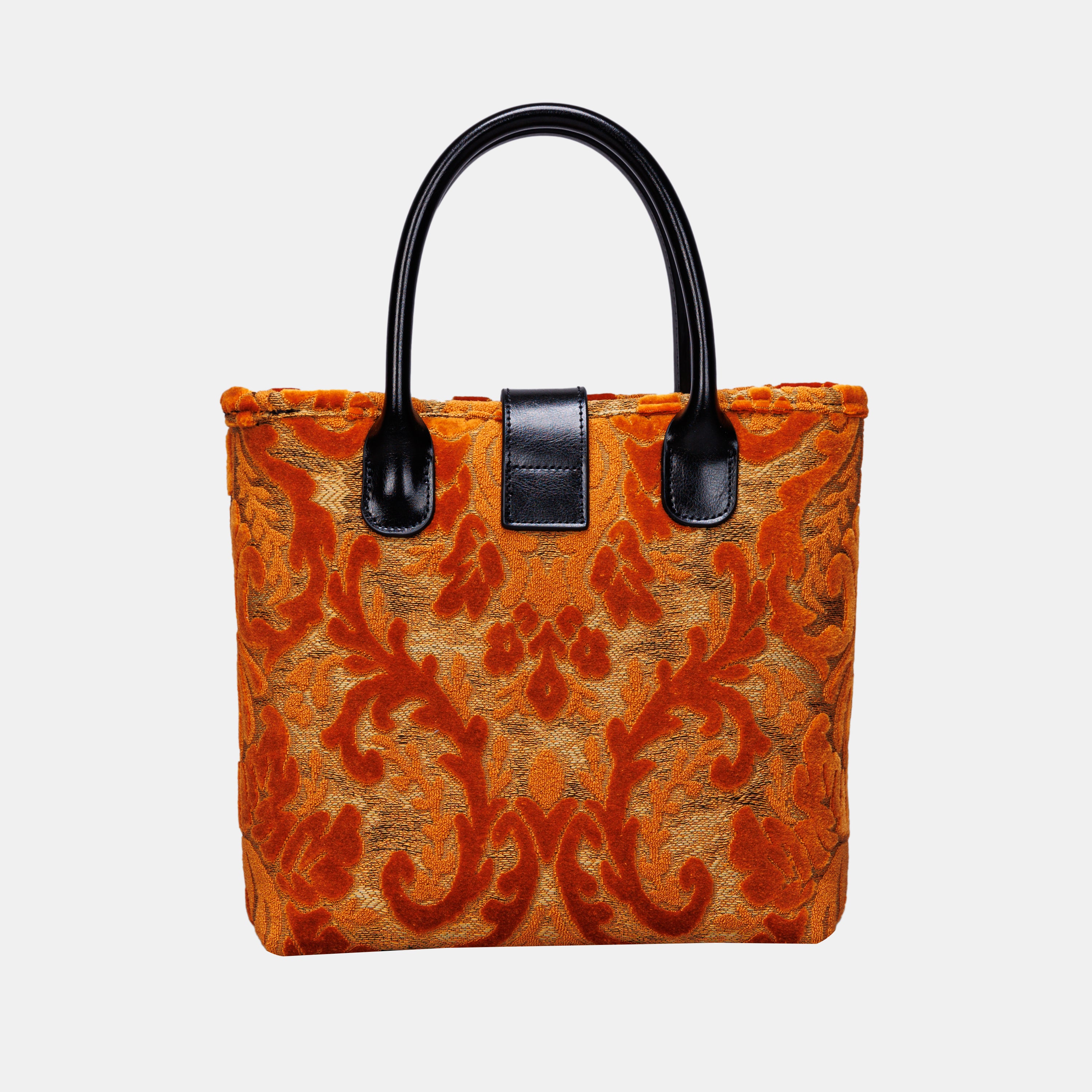 Burnout Velvet Orange Tuck Lock Carpet Satchel carpet bag MCW Handmade of America back