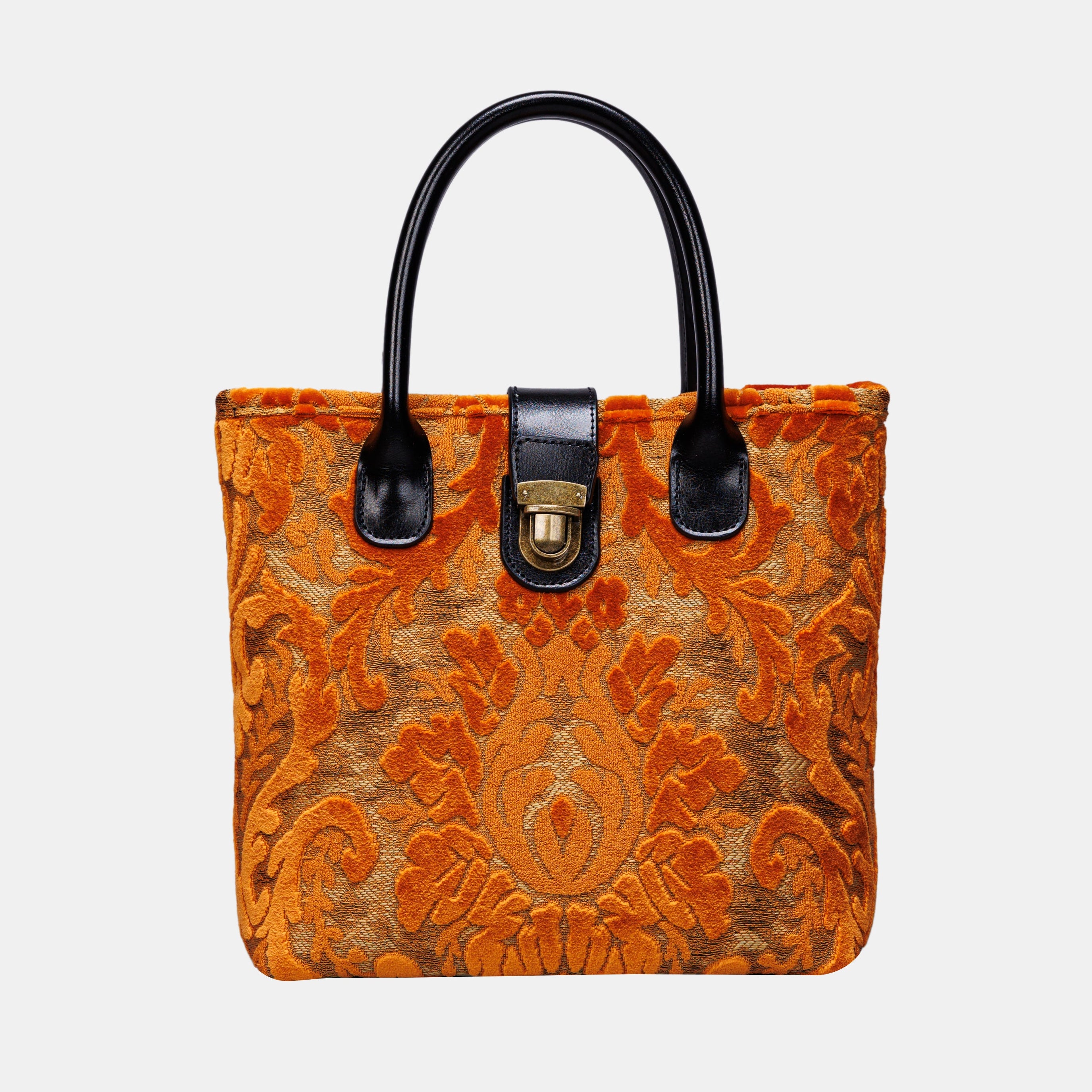 Burnout Velvet Orange Tuck Lock Carpet Satchel carpet bag MCW Handmade of America main