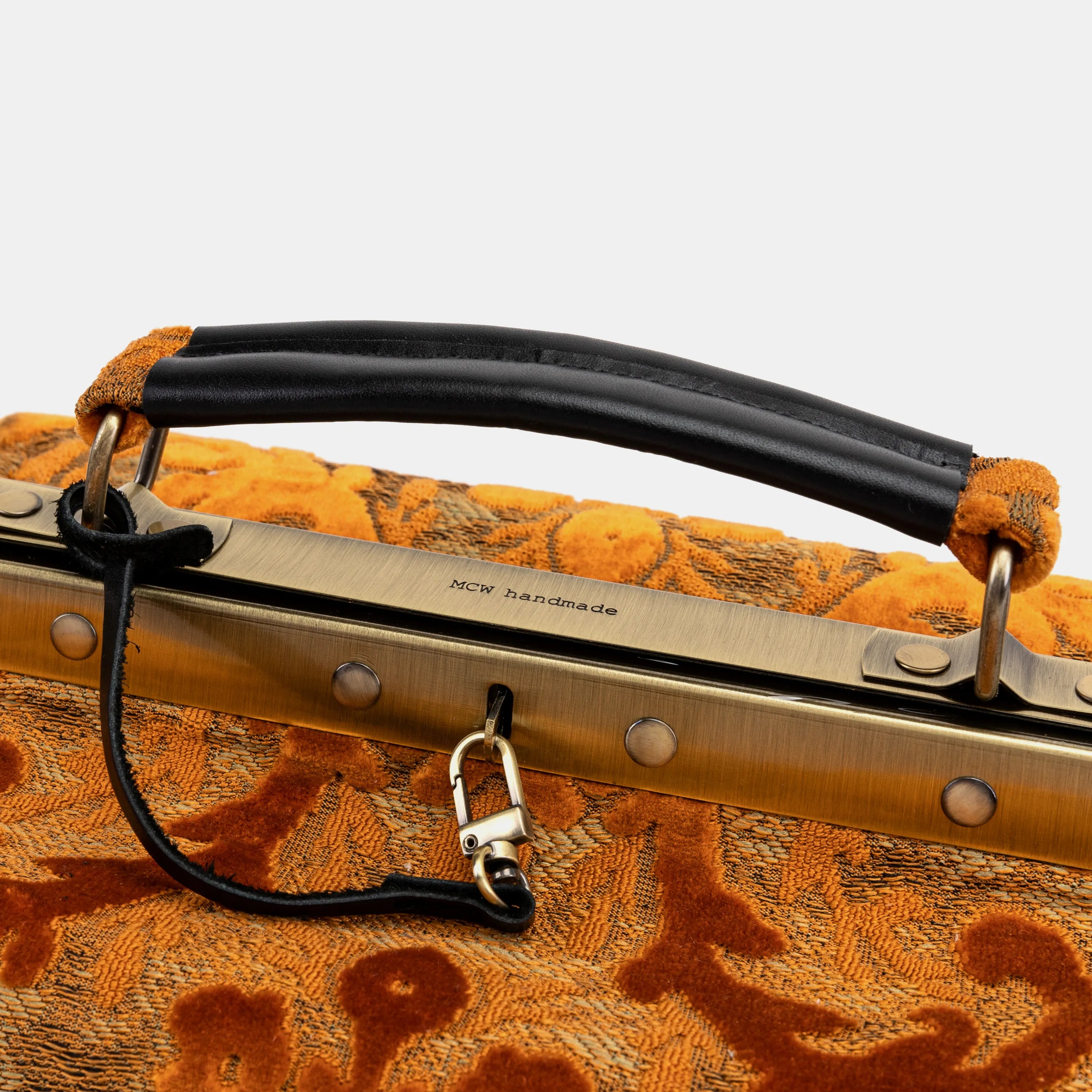Burnout Velvet Orange Vivienne Carpet Purse Gladstone Bag America logo