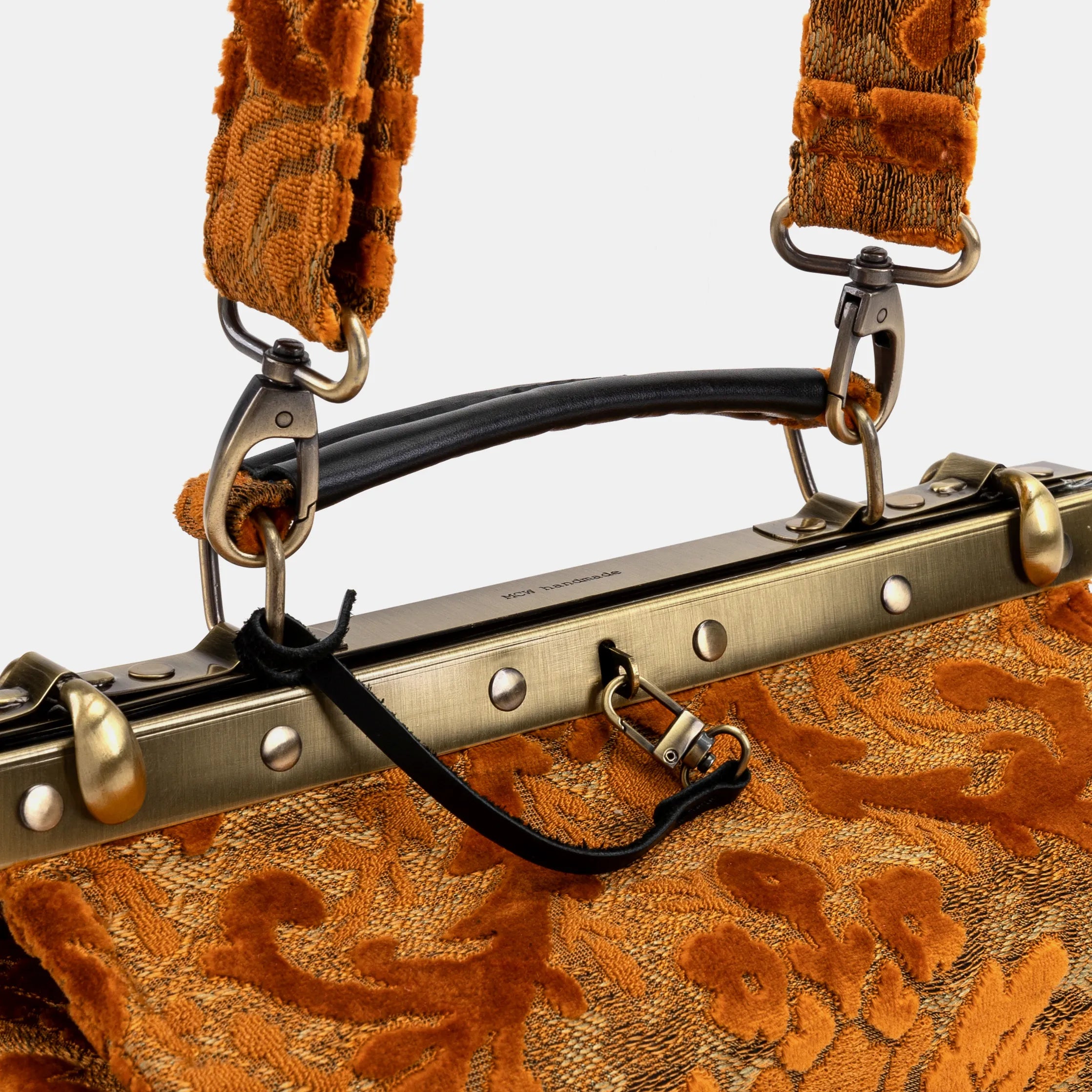 Burnout Velvet Orange Vivienne Carpet Purse Gladstone Bag America handle