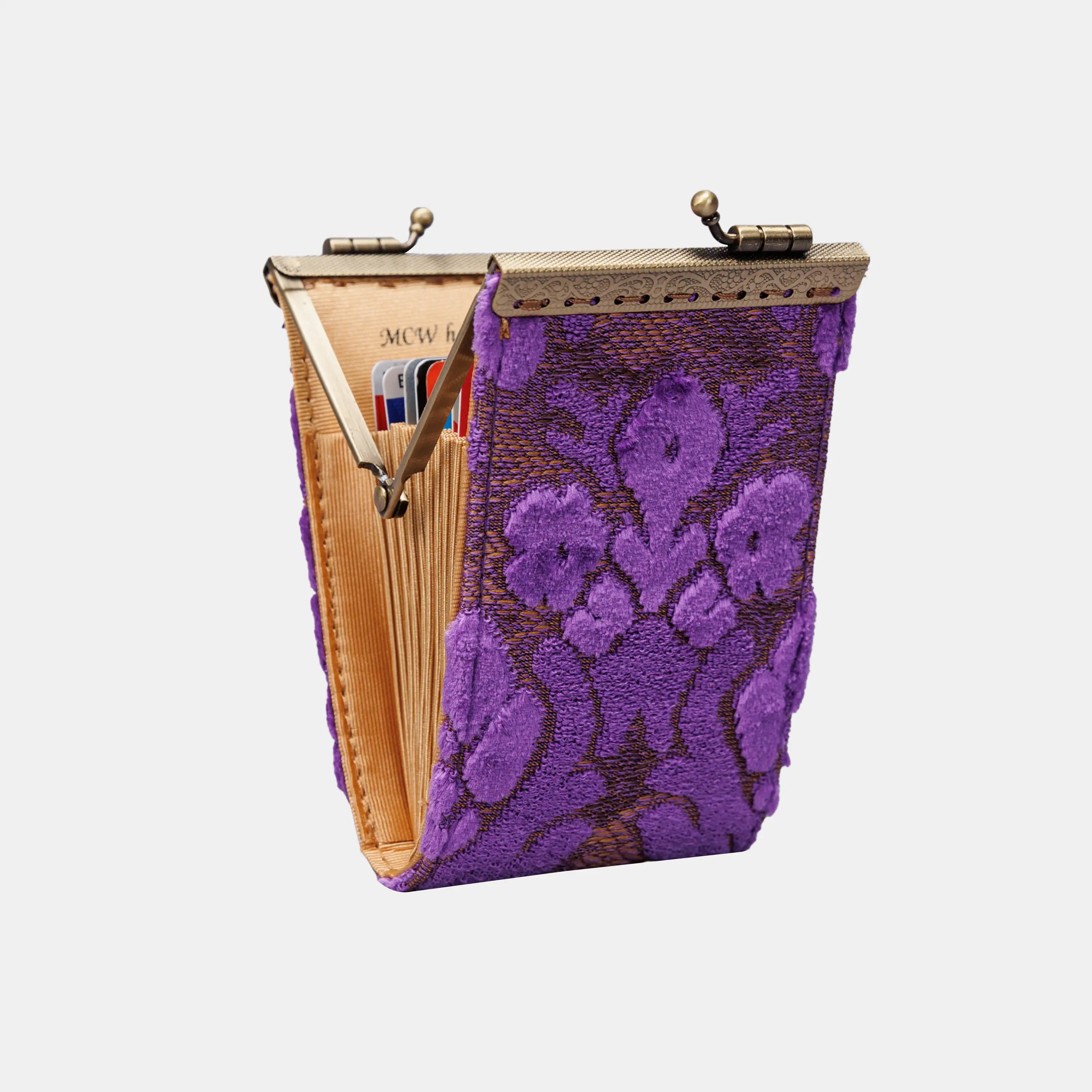 Burnout Velvet Purple Card Wallet  of America 11 slots side