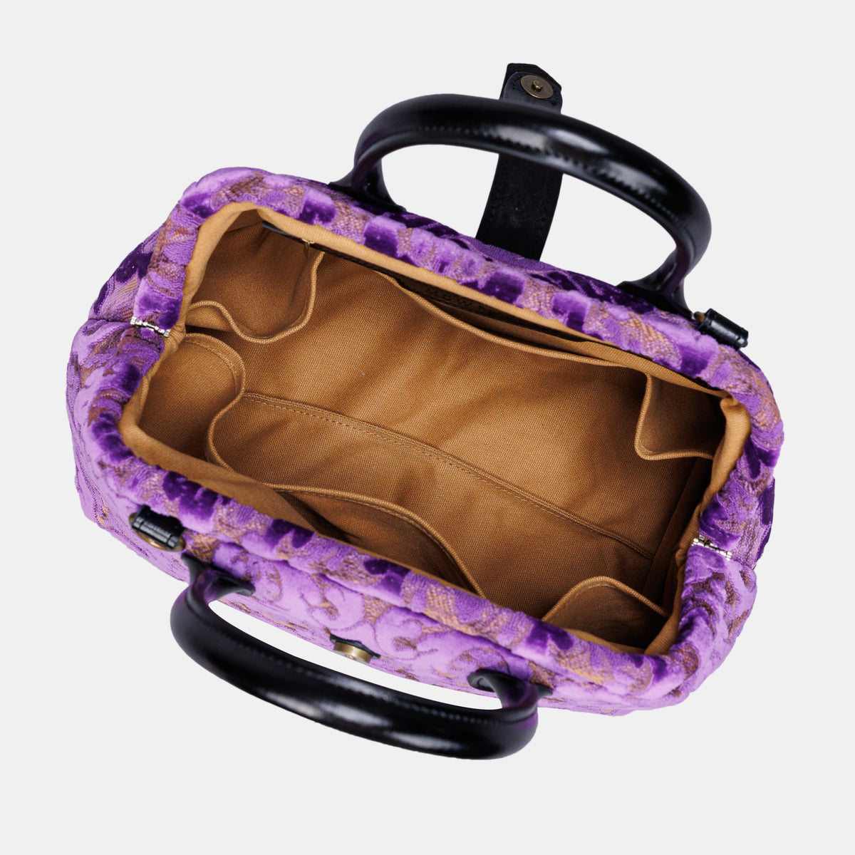 Burnout Velvet Purple Carpet Handbag Purse carpet bag MCW Handmade of America open