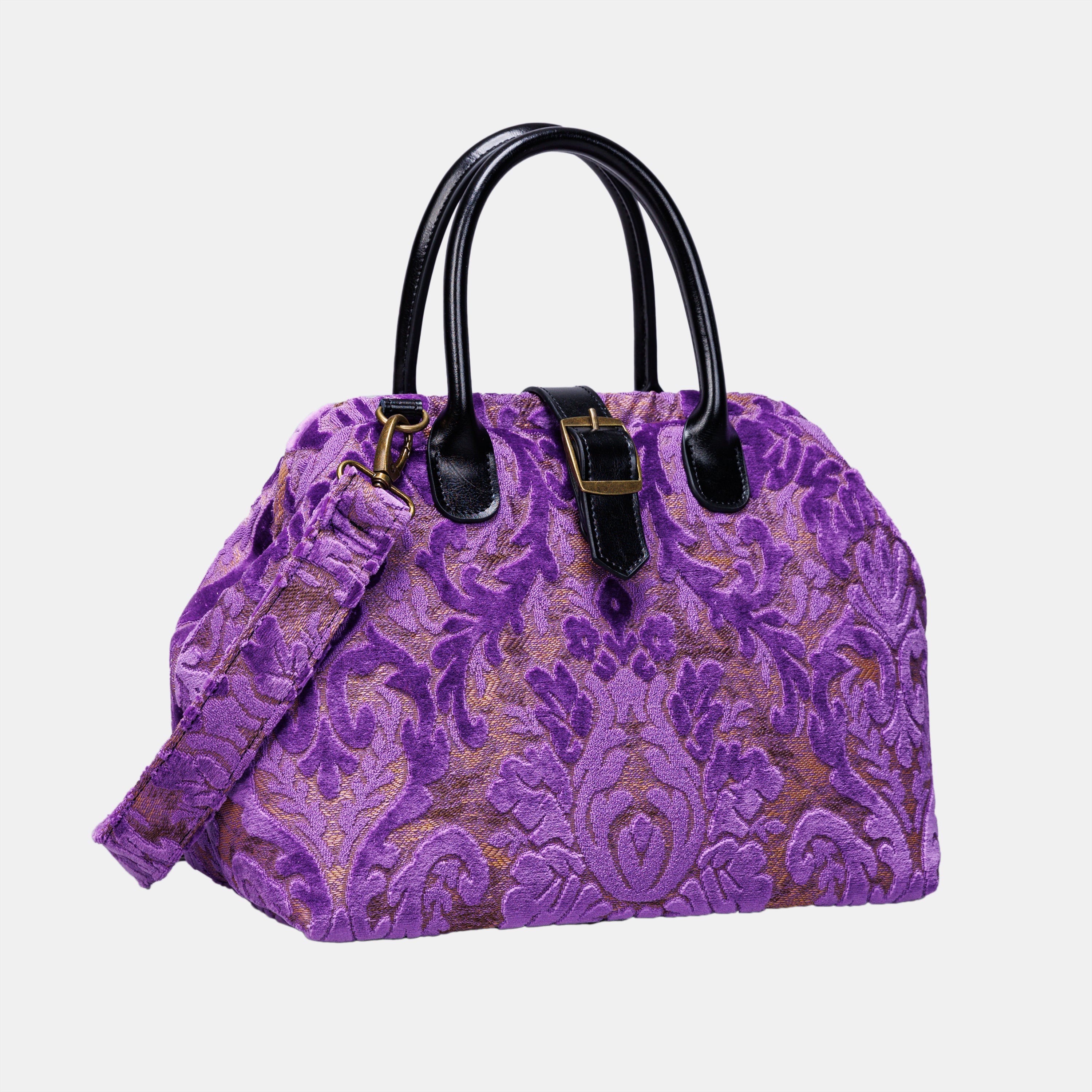 Burnout Velvet Purple Carpet Handbag Purse carpet bag MCW Handmade of America front