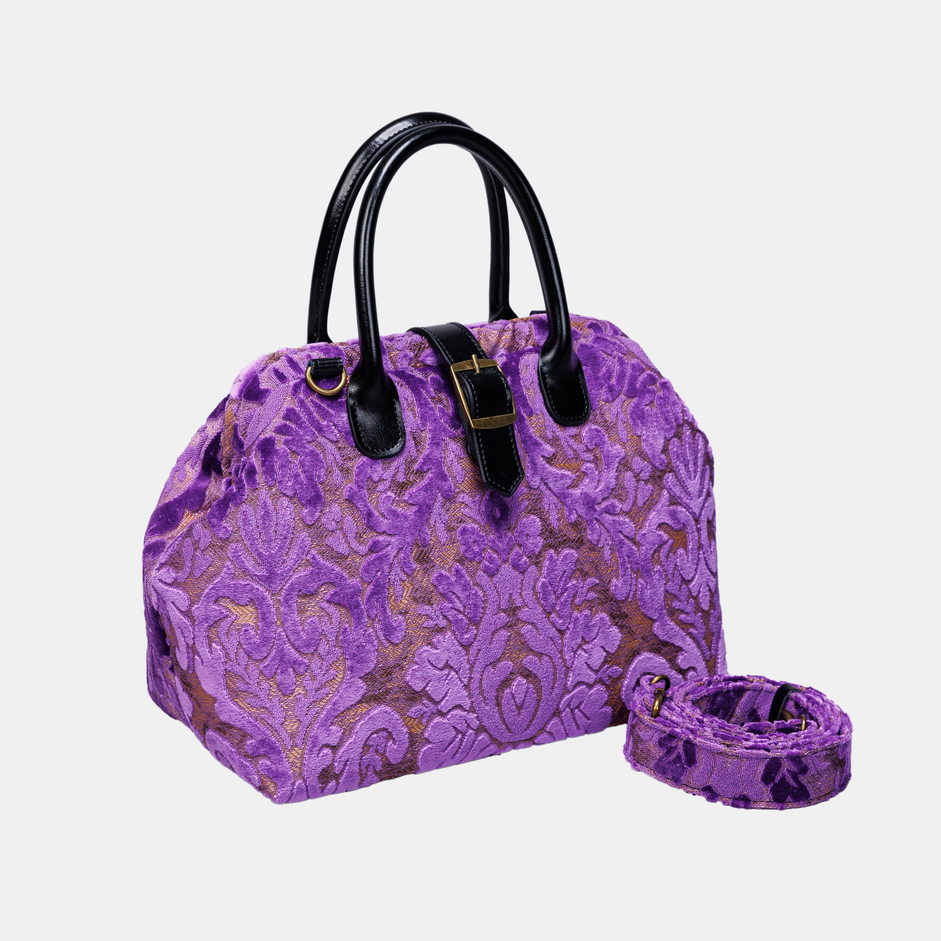 Burnout Velvet Purple Carpet Handbag Purse carpet bag MCW Handmade of America with strap