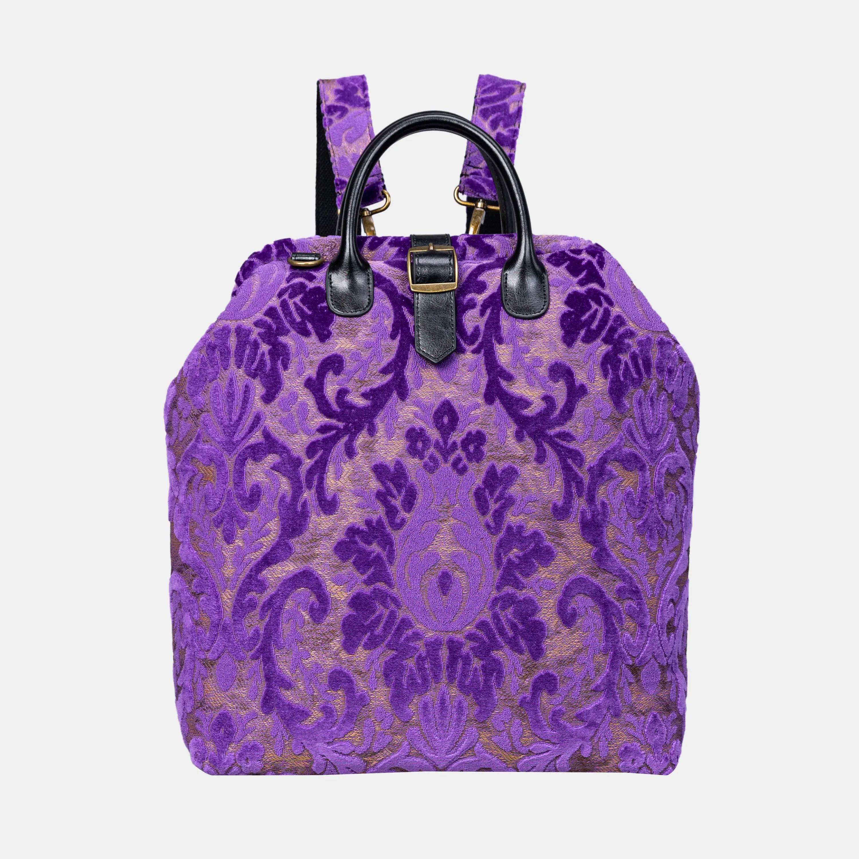 Burnout Velvet Purple Carpet Laptop Backpack Carpetbag of America main