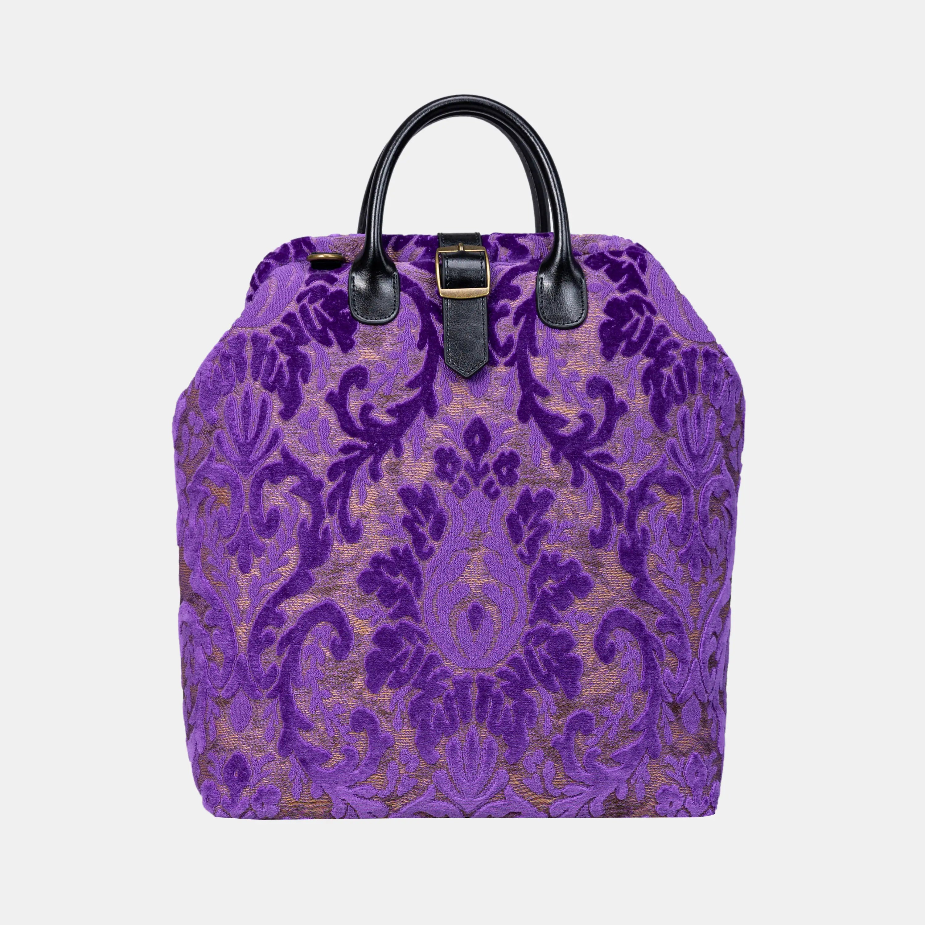 Burnout Velvet Purple Carpet Laptop Backpack Carpetbag of America front