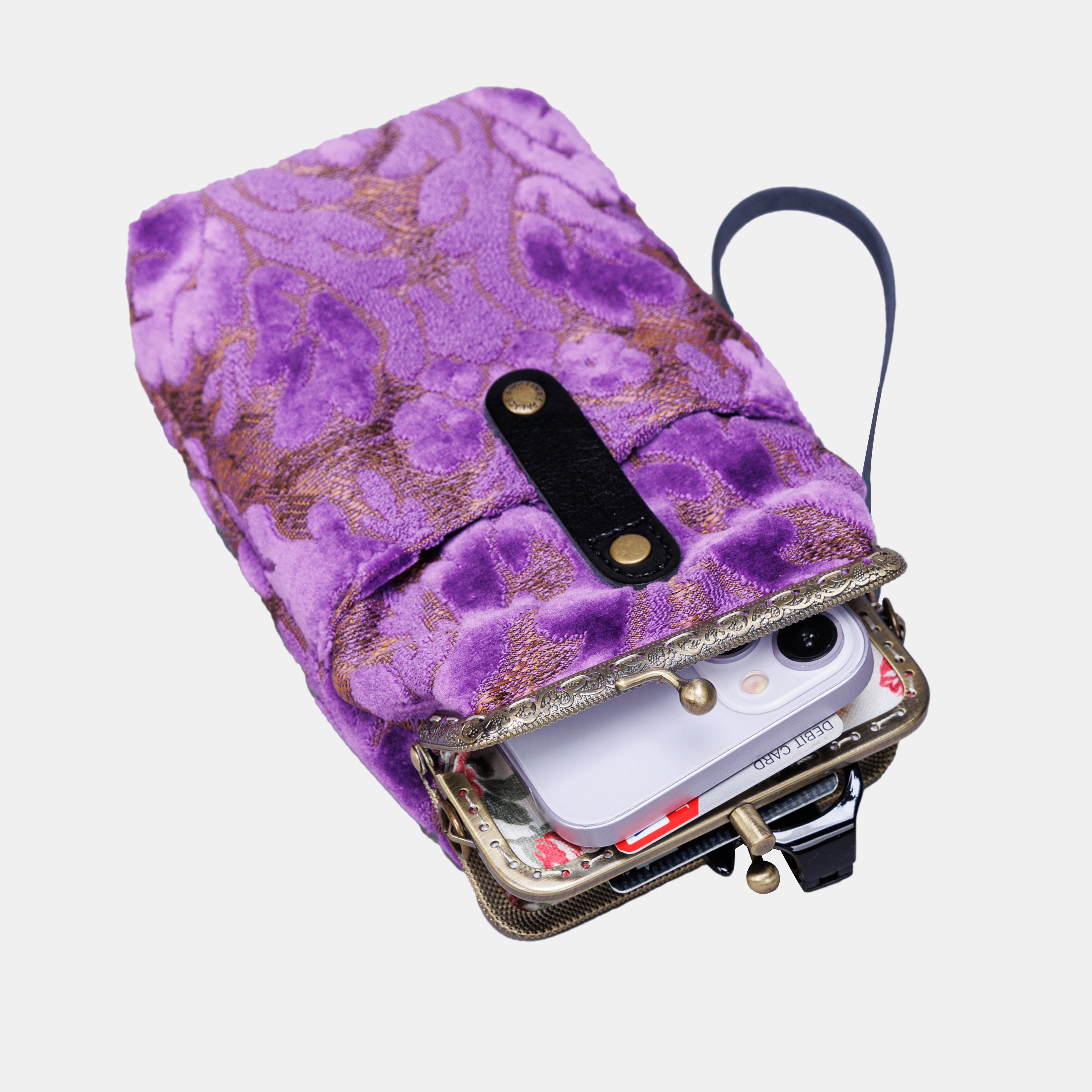 Burnout Velvet Purple Carpet Phone Case Carpetbag of America in use
